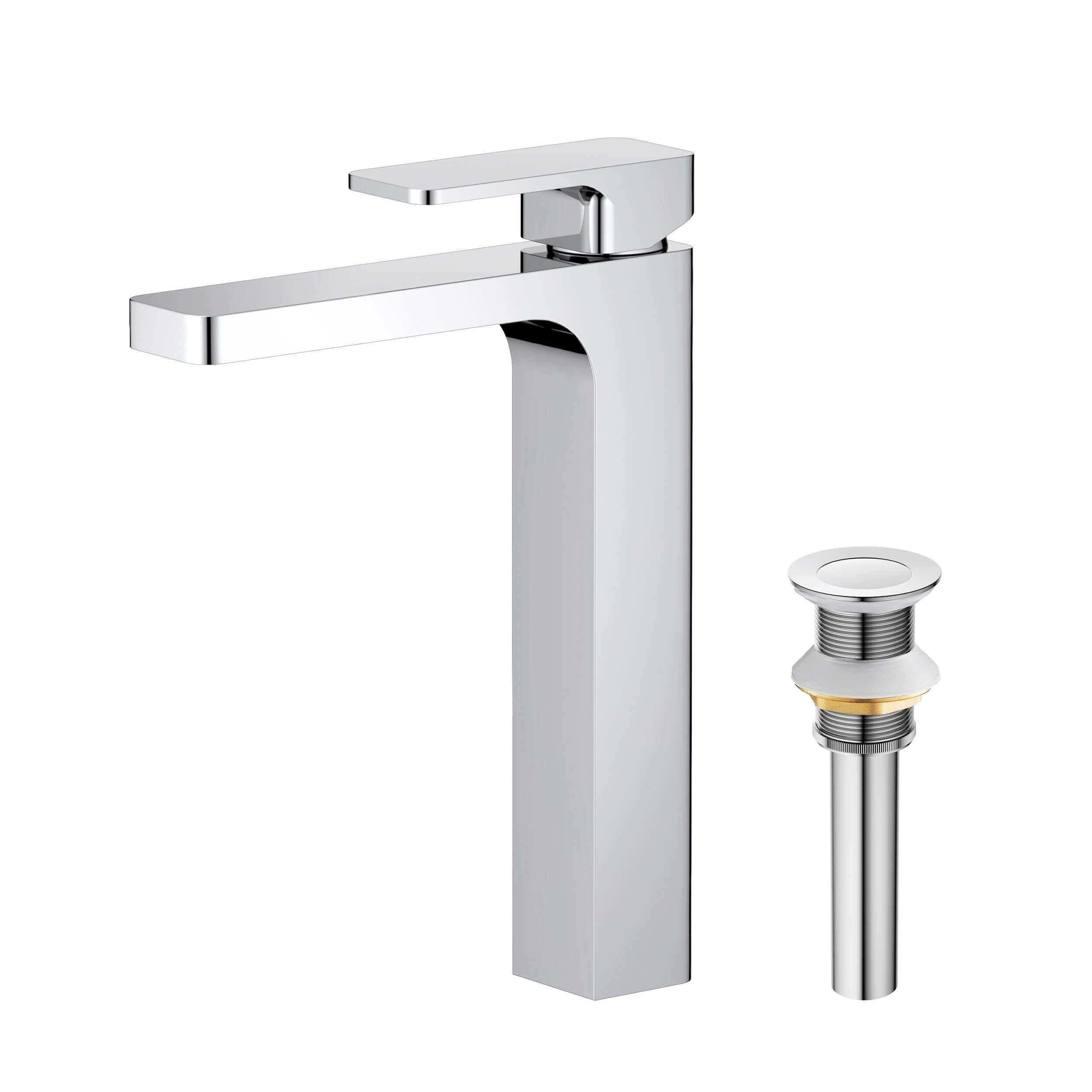 Fusion Single Handle Bathroom Vessel Sink Faucet with Pop Up Drain