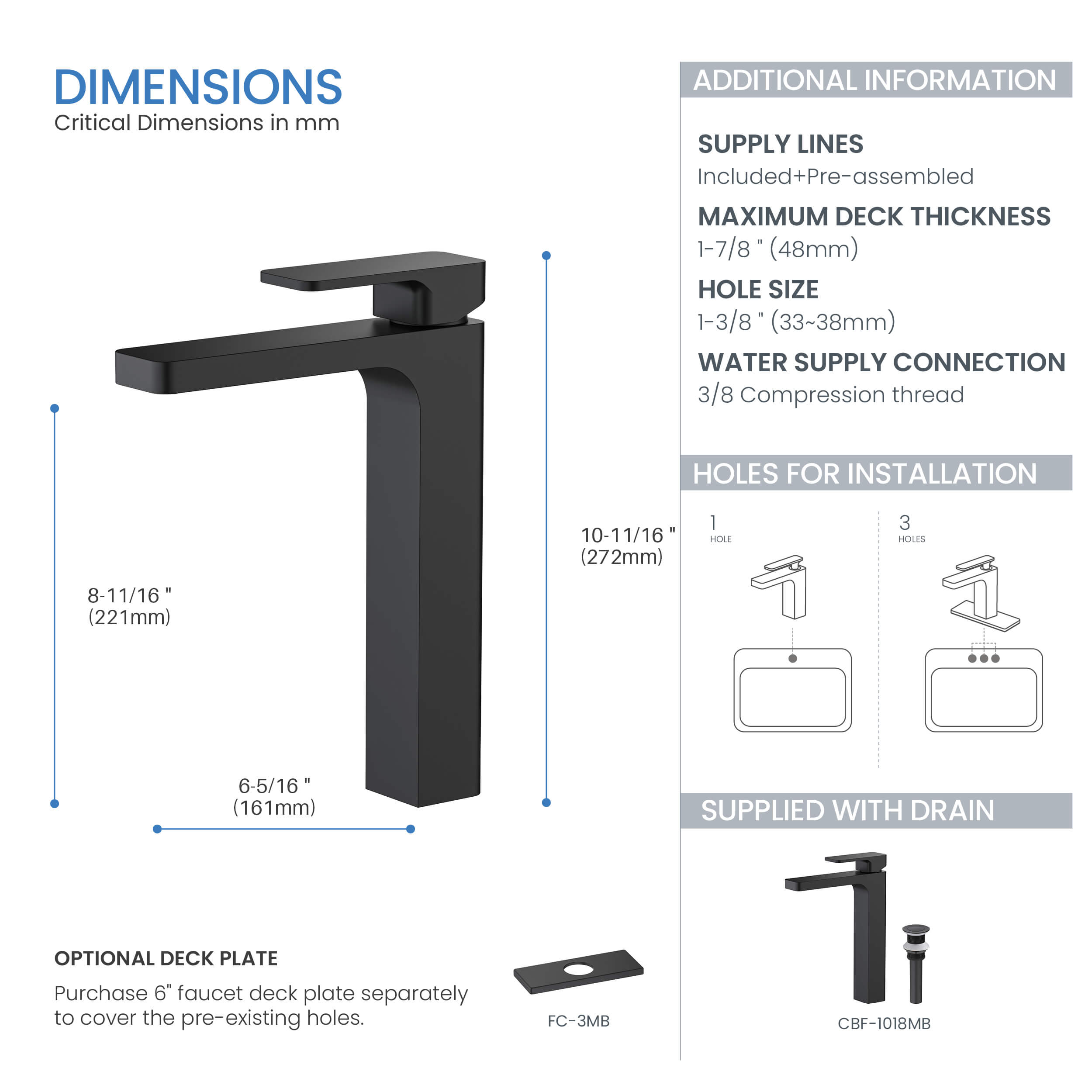 Fusion Single Handle Bathroom Vessel Sink Faucet with Pop Up Drain