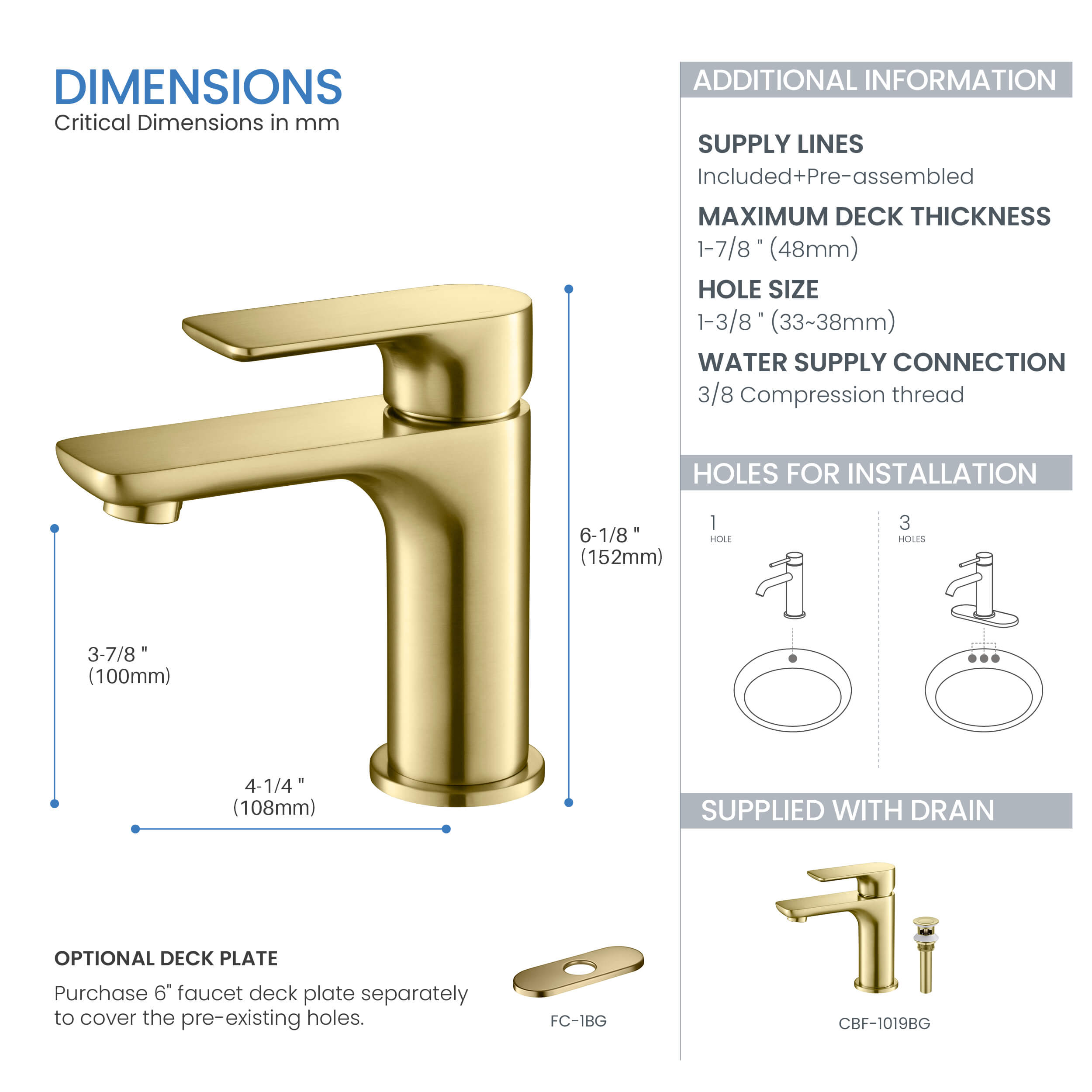 Austin Single Handle Bathroom Vanity Sink Faucet with Pop Up Drain