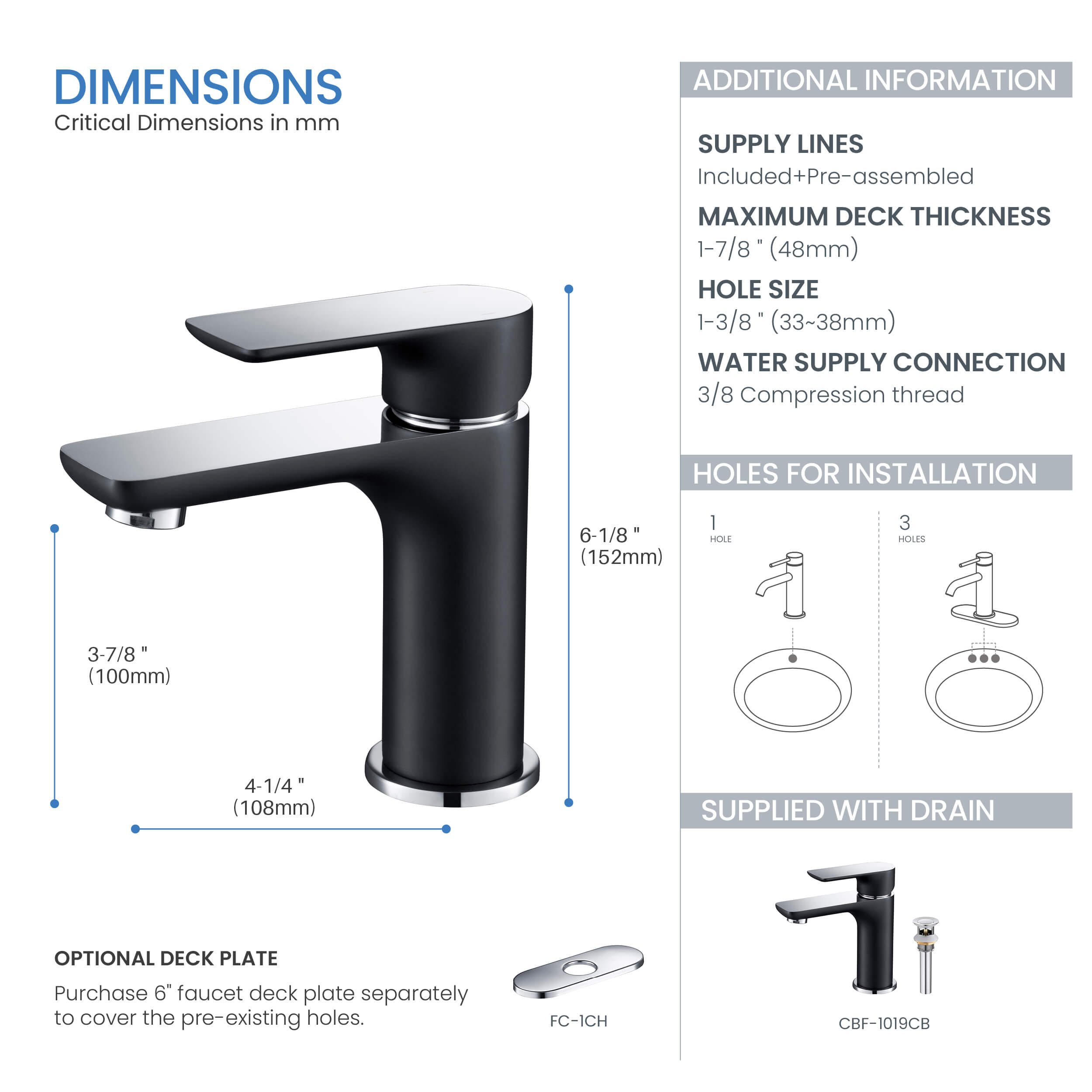 Austin Single Handle Bathroom Vanity Sink Faucet with Pop Up Drain