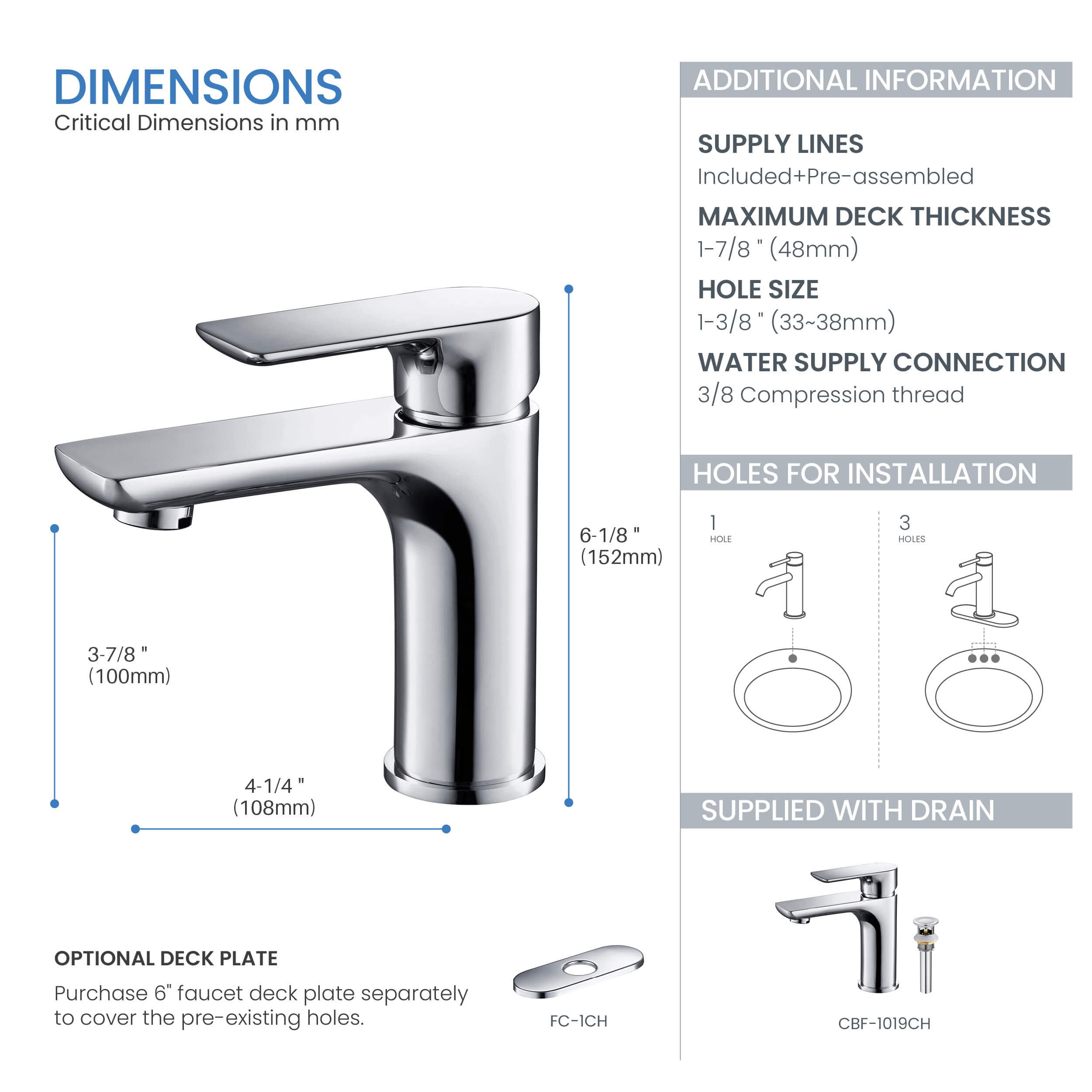 Austin Single Handle Bathroom Vanity Sink Faucet with Pop Up Drain