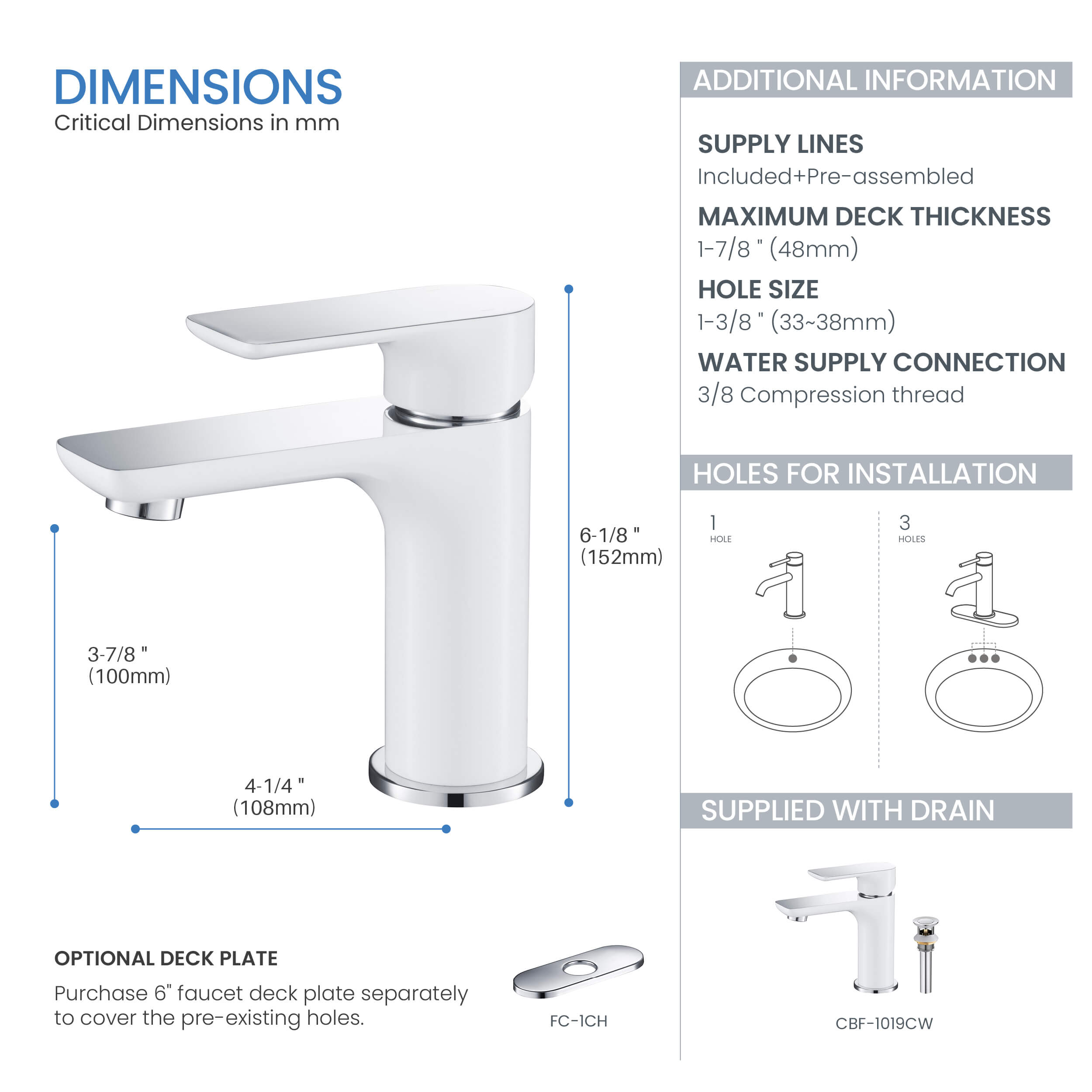 Austin Single Handle Bathroom Vanity Sink Faucet with Pop Up Drain