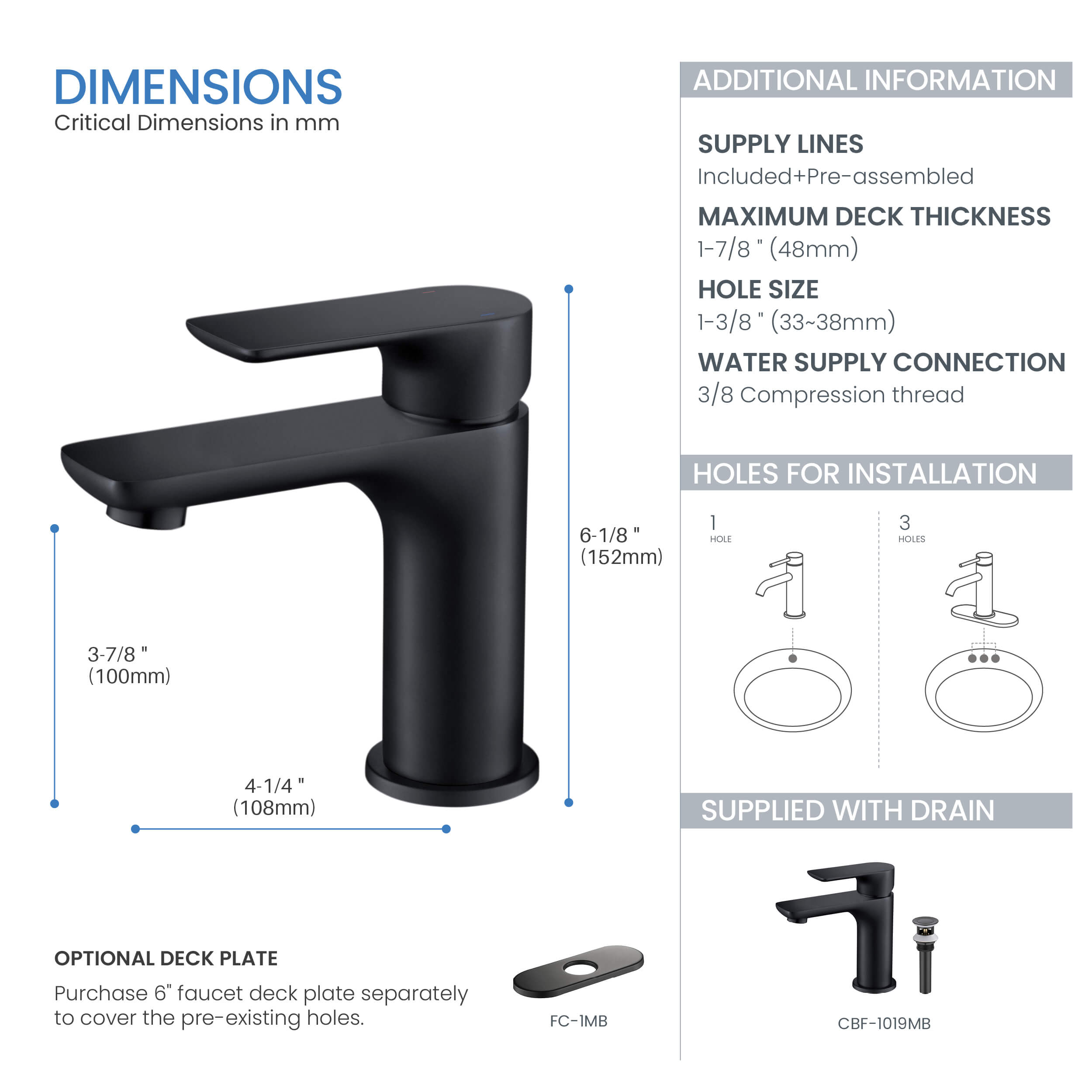 Austin Single Handle Bathroom Vanity Sink Faucet with Pop Up Drain