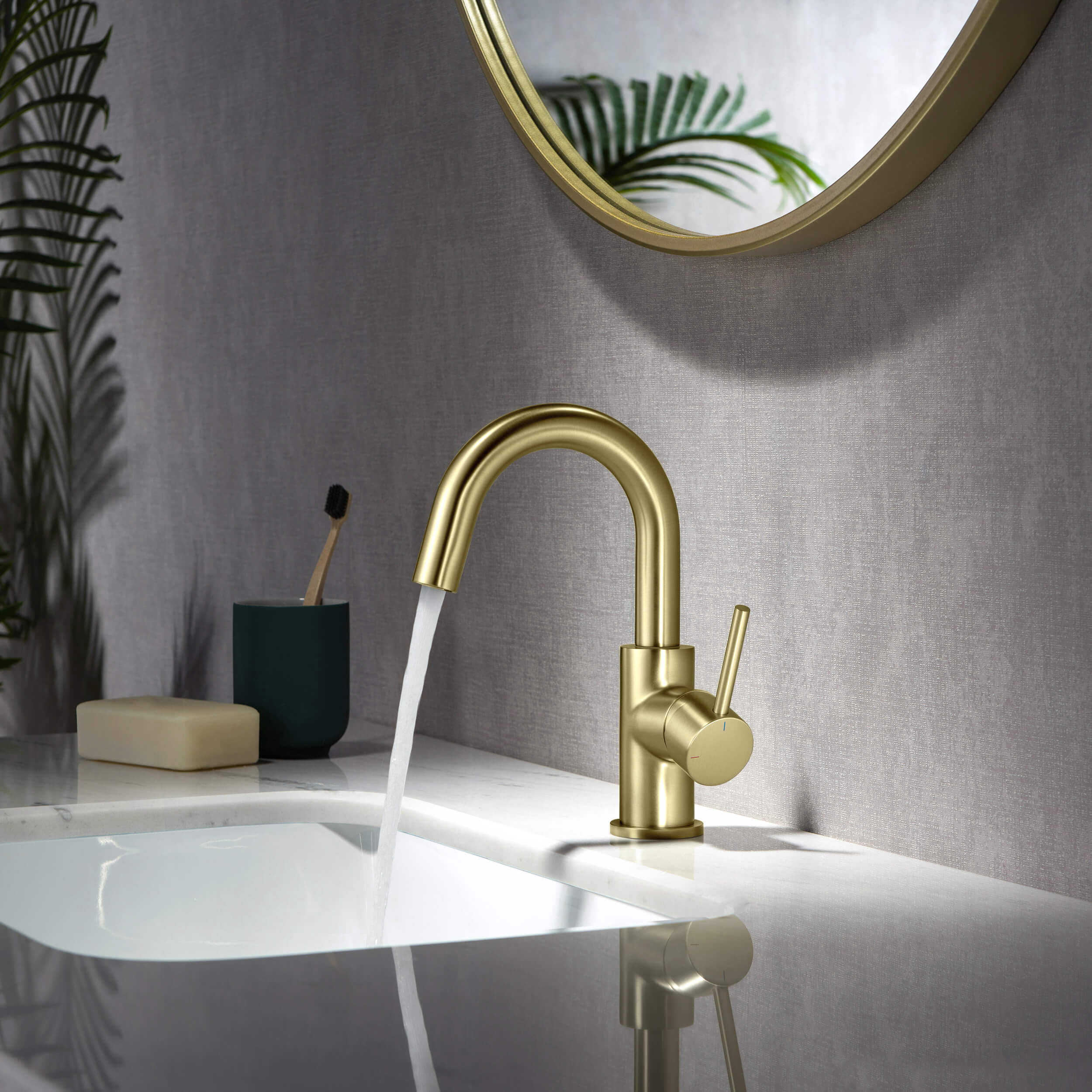Halo Single Handle High-Arc Bathroom Sink Faucet with Pop Up Drain