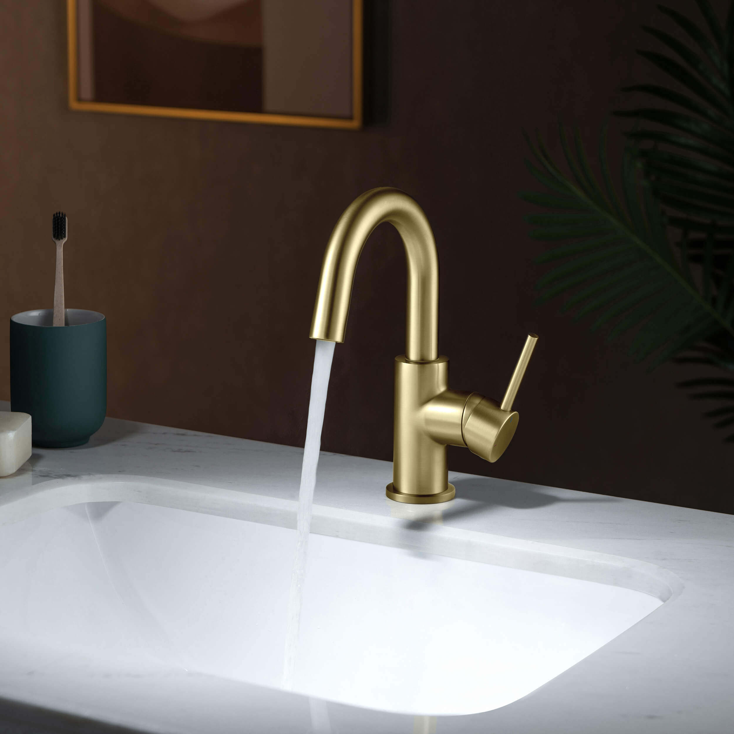 Halo Single Handle High-Arc Bathroom Sink Faucet with Pop Up Drain