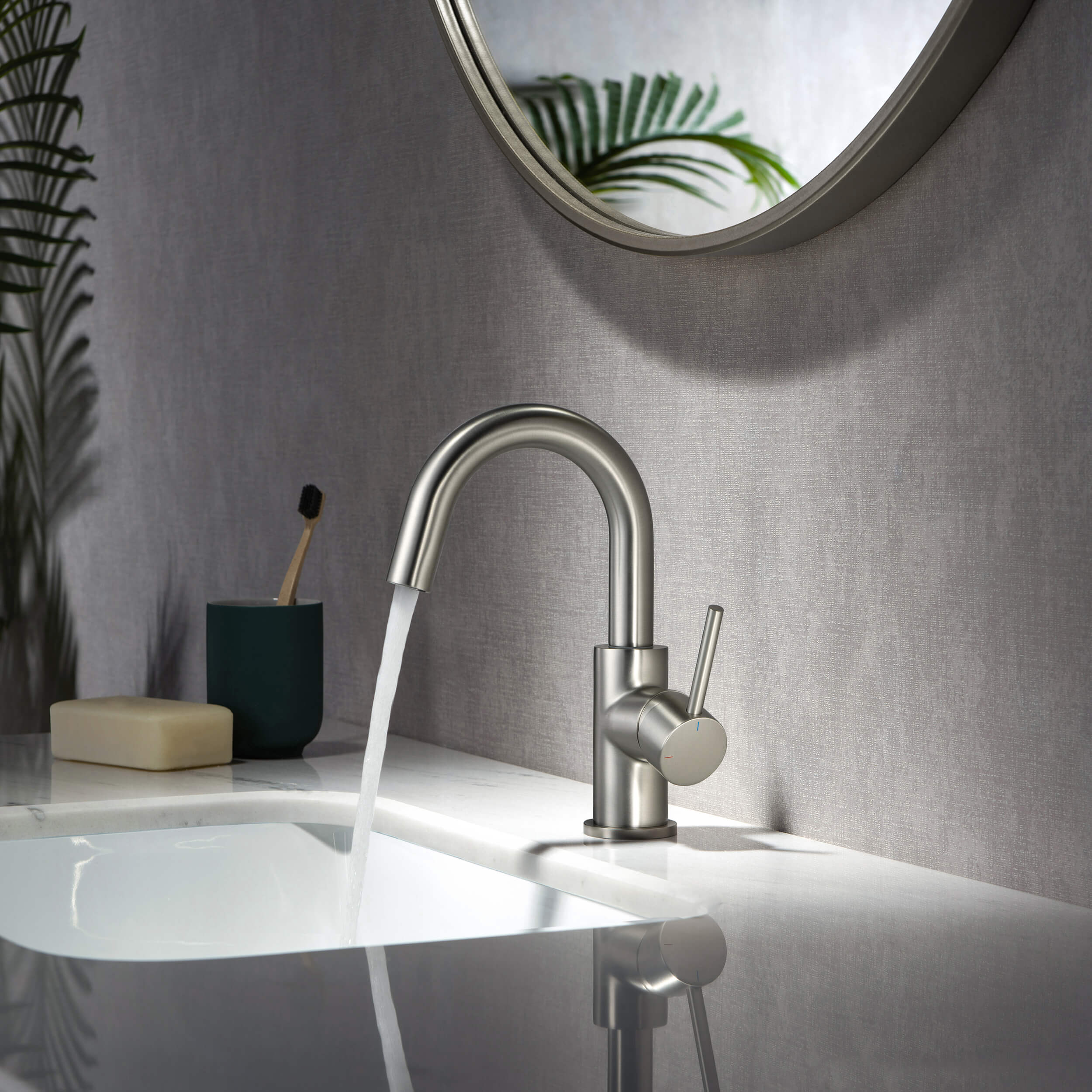 Halo Single Handle High-Arc Bathroom Sink Faucet with Pop Up Drain
