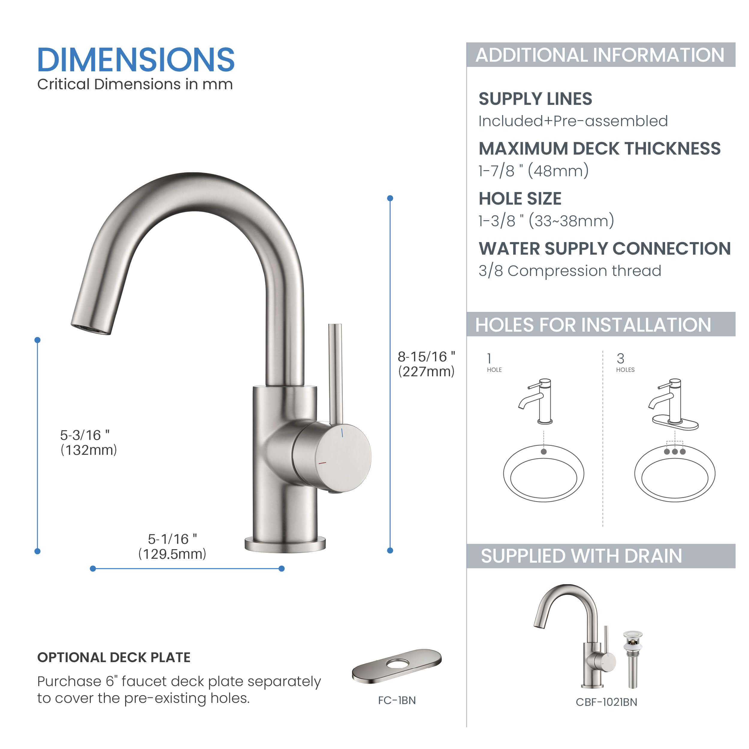 Halo Single Handle High-Arc Bathroom Sink Faucet with Pop Up Drain