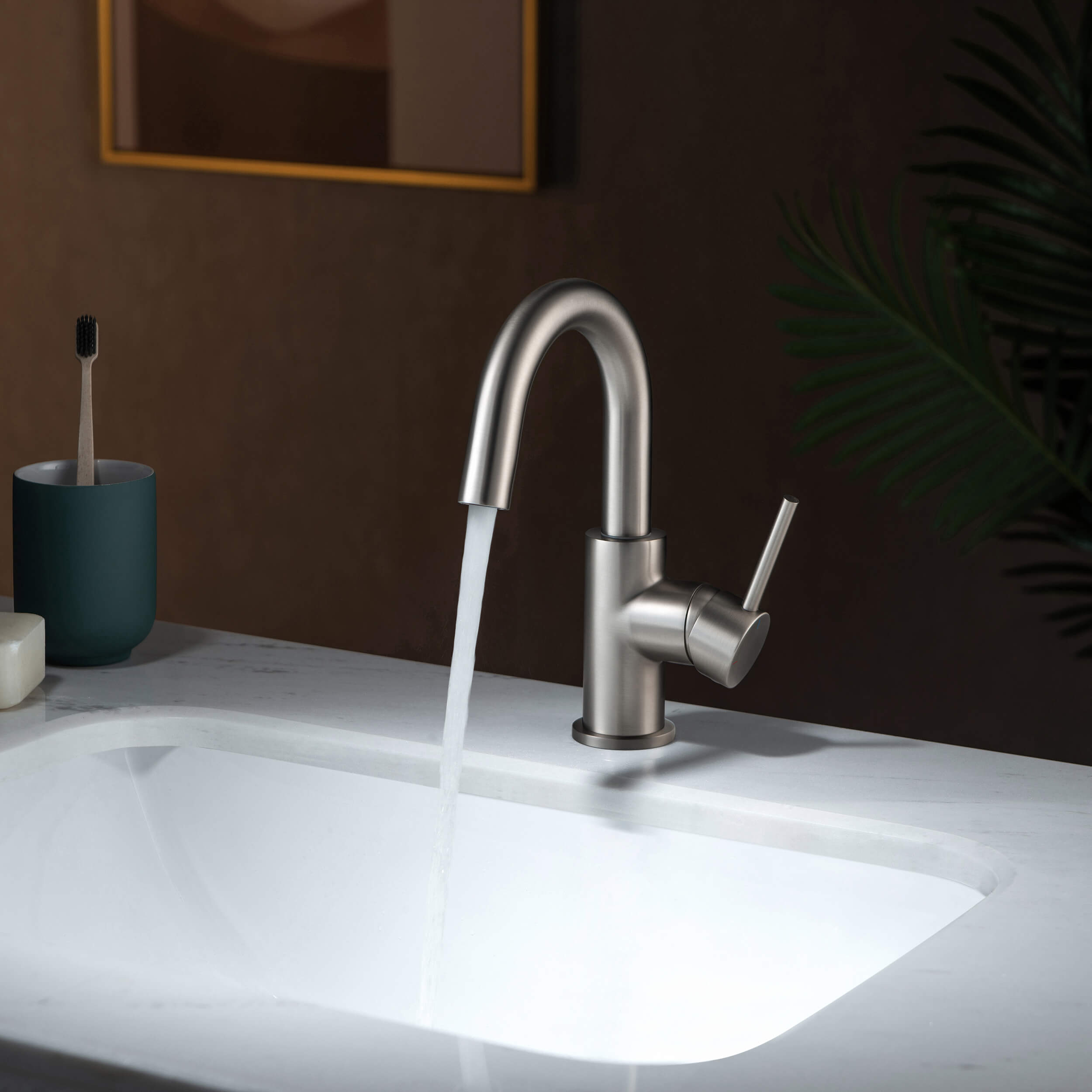 Halo Single Handle High-Arc Bathroom Sink Faucet with Pop Up Drain