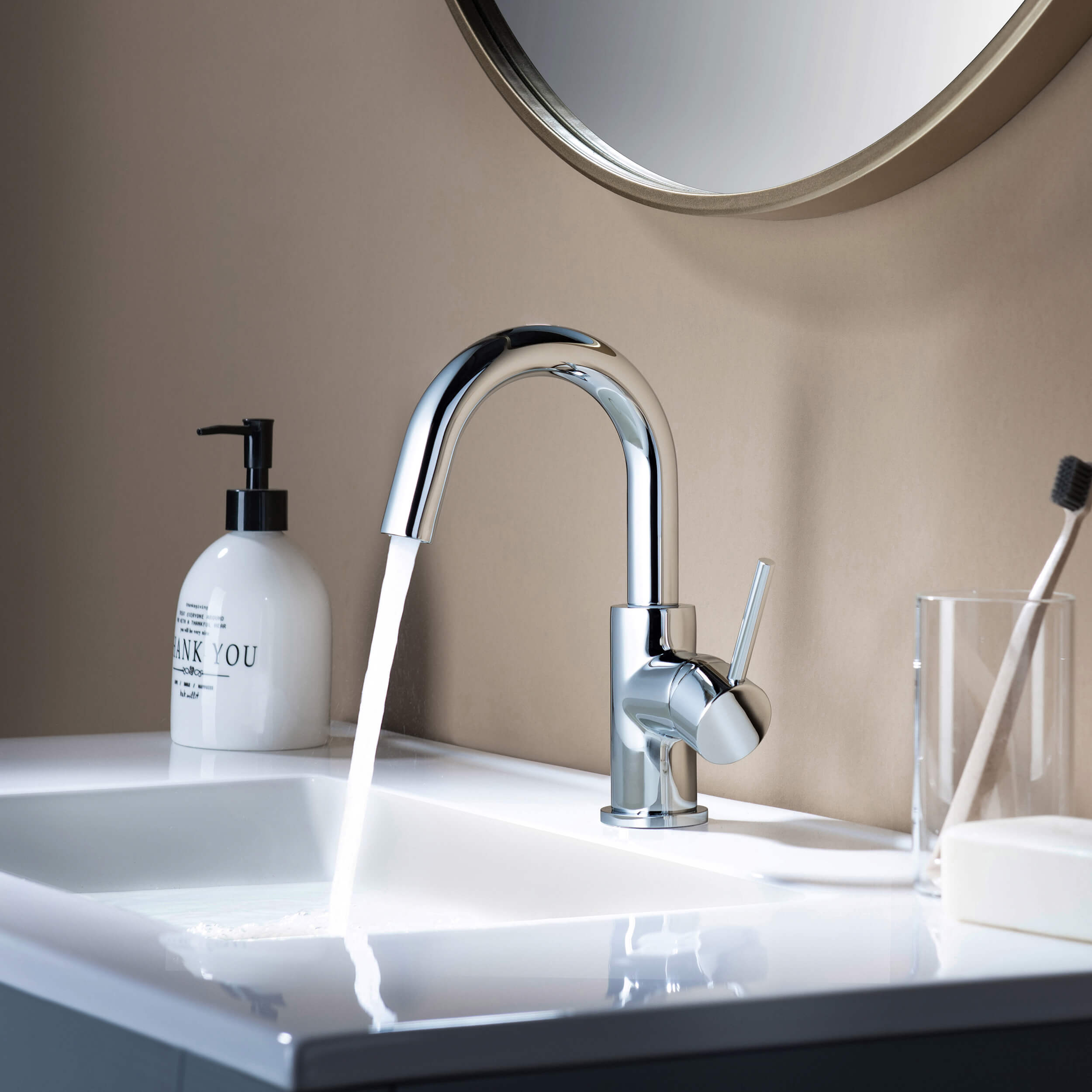 Halo Single Handle High-Arc Bathroom Sink Faucet with Pop Up Drain