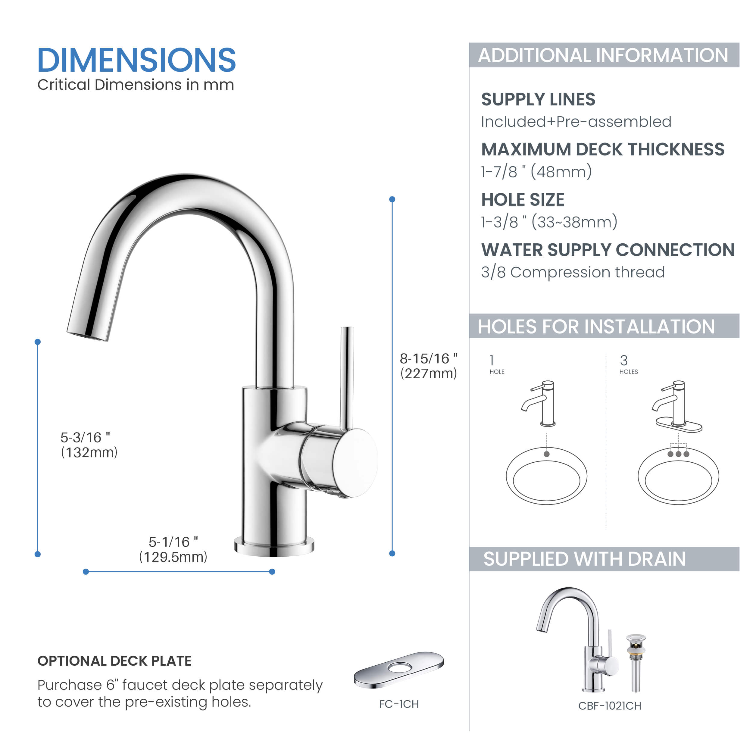 Halo Single Handle High-Arc Bathroom Sink Faucet with Pop Up Drain