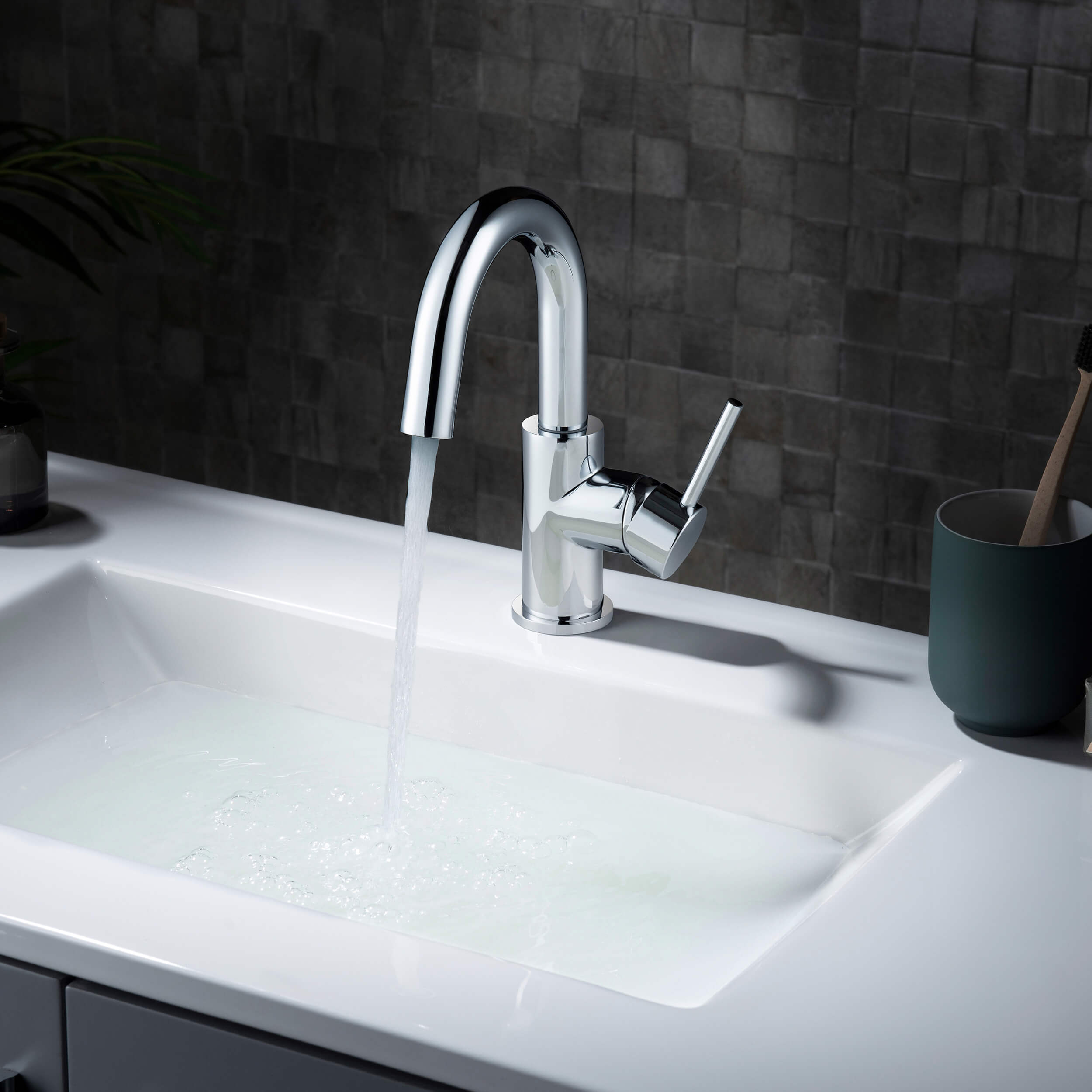 Halo Single Handle High-Arc Bathroom Sink Faucet with Pop Up Drain