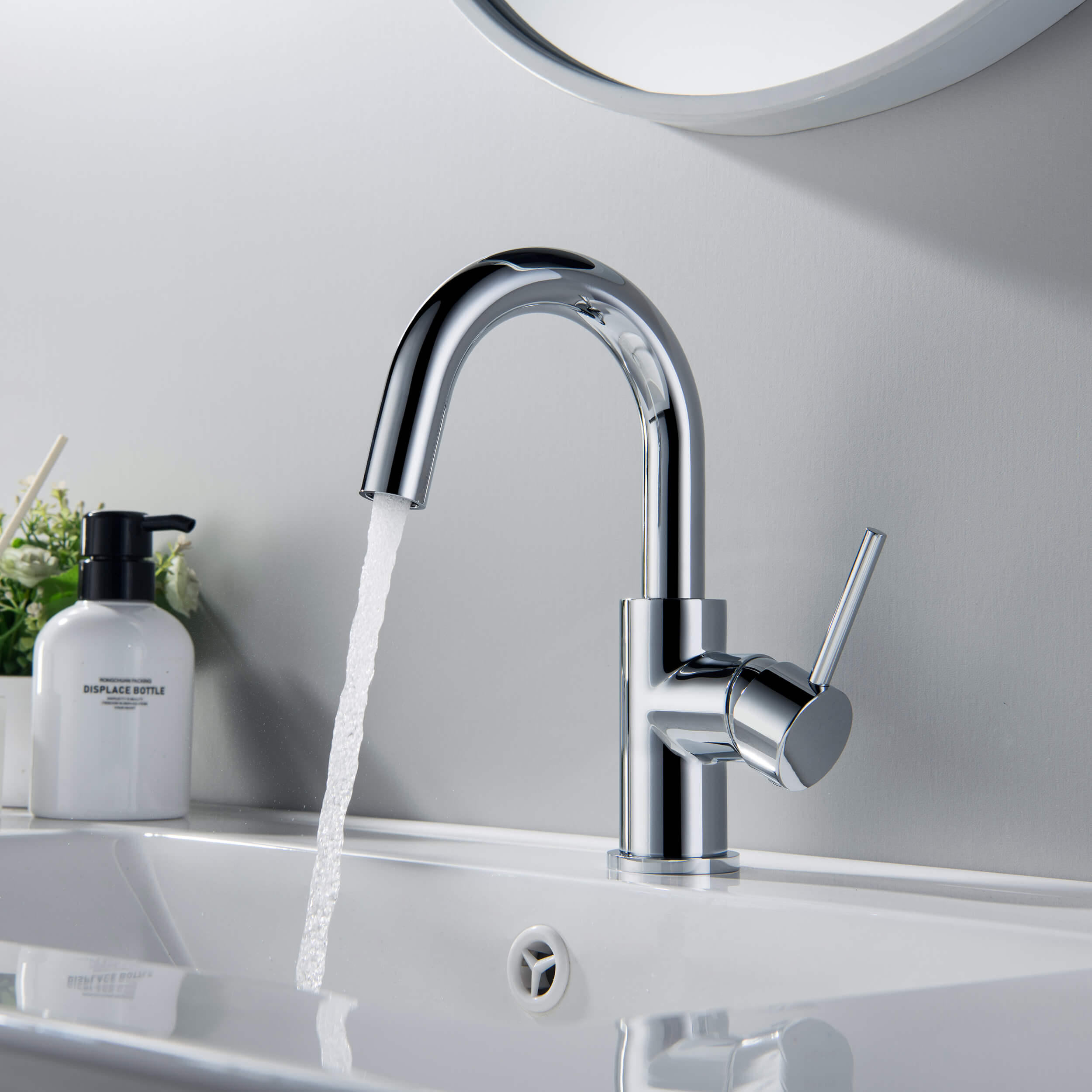 Halo Single Handle High-Arc Bathroom Sink Faucet with Pop Up Drain