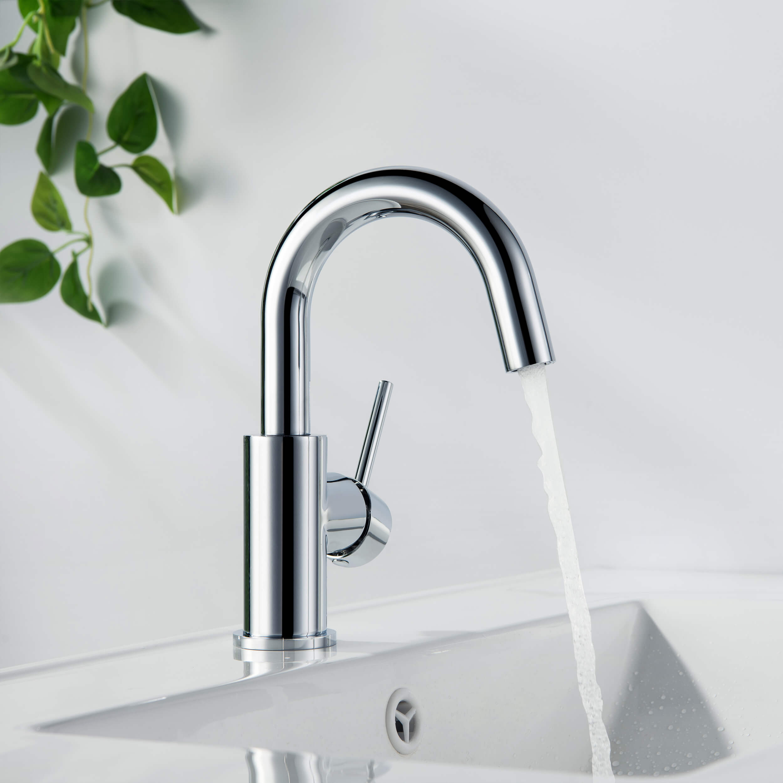 Halo Single Handle High-Arc Bathroom Sink Faucet with Pop Up Drain