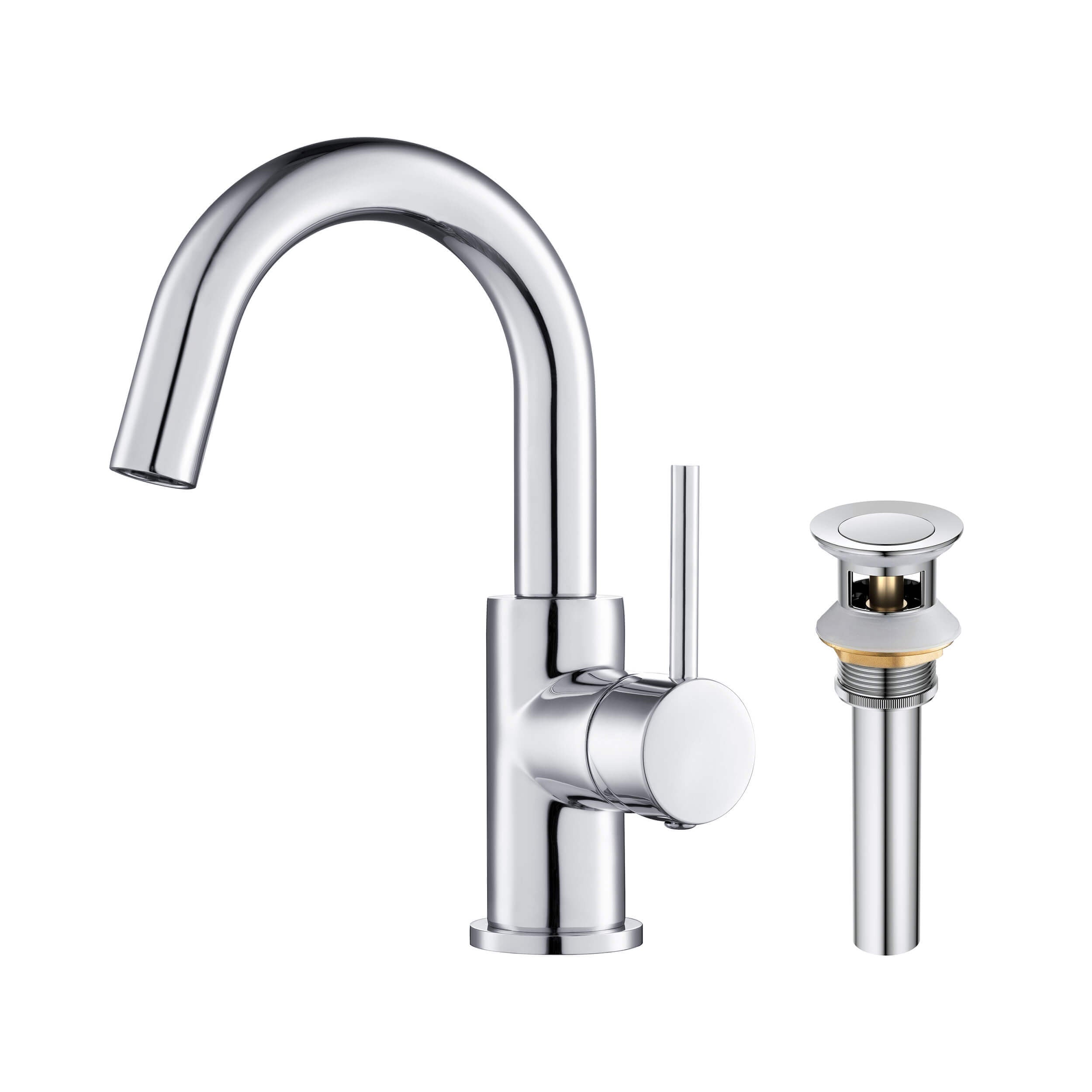 Halo Single Handle High-Arc Bathroom Sink Faucet with Pop Up Drain