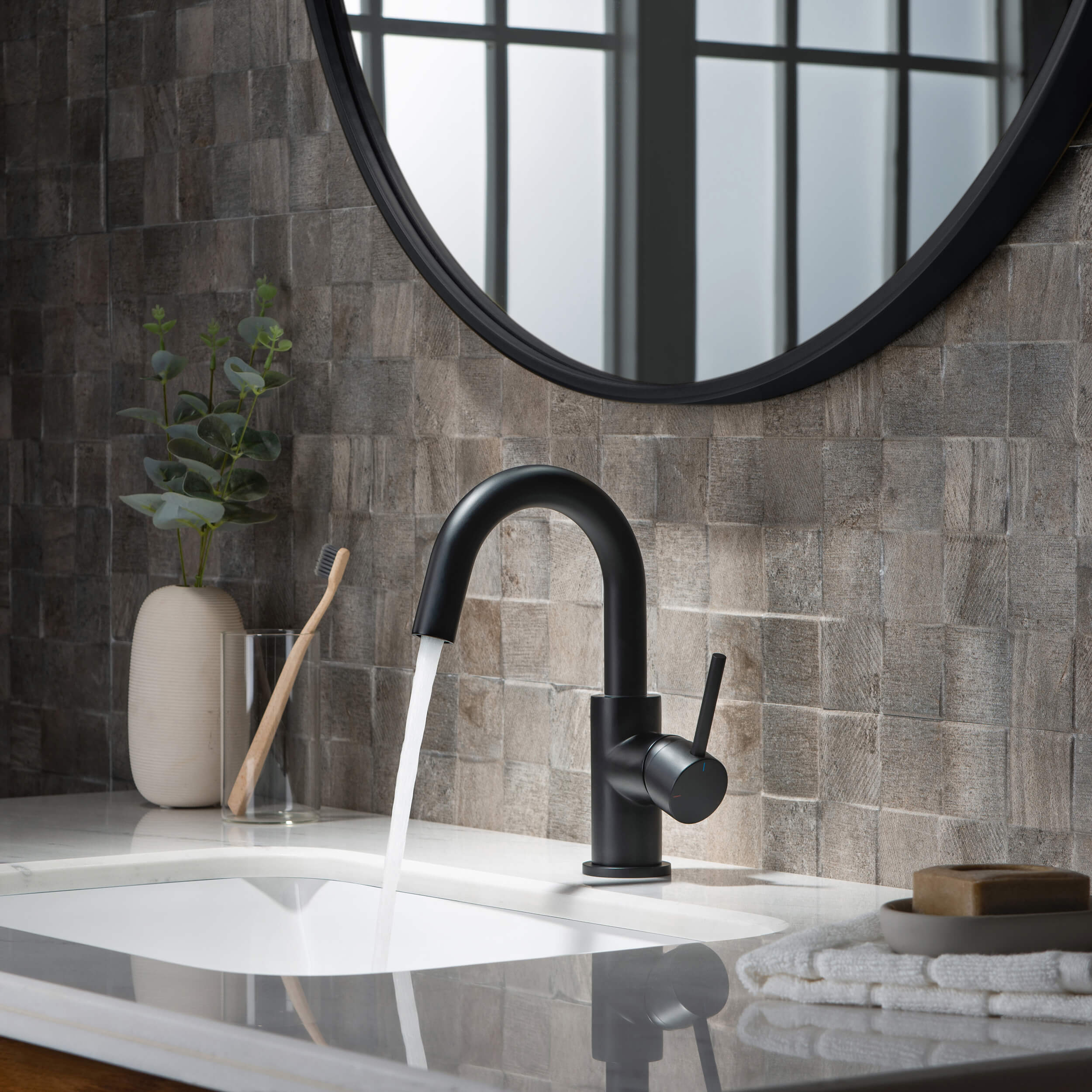 Halo Single Handle High-Arc Bathroom Sink Faucet with Pop Up Drain