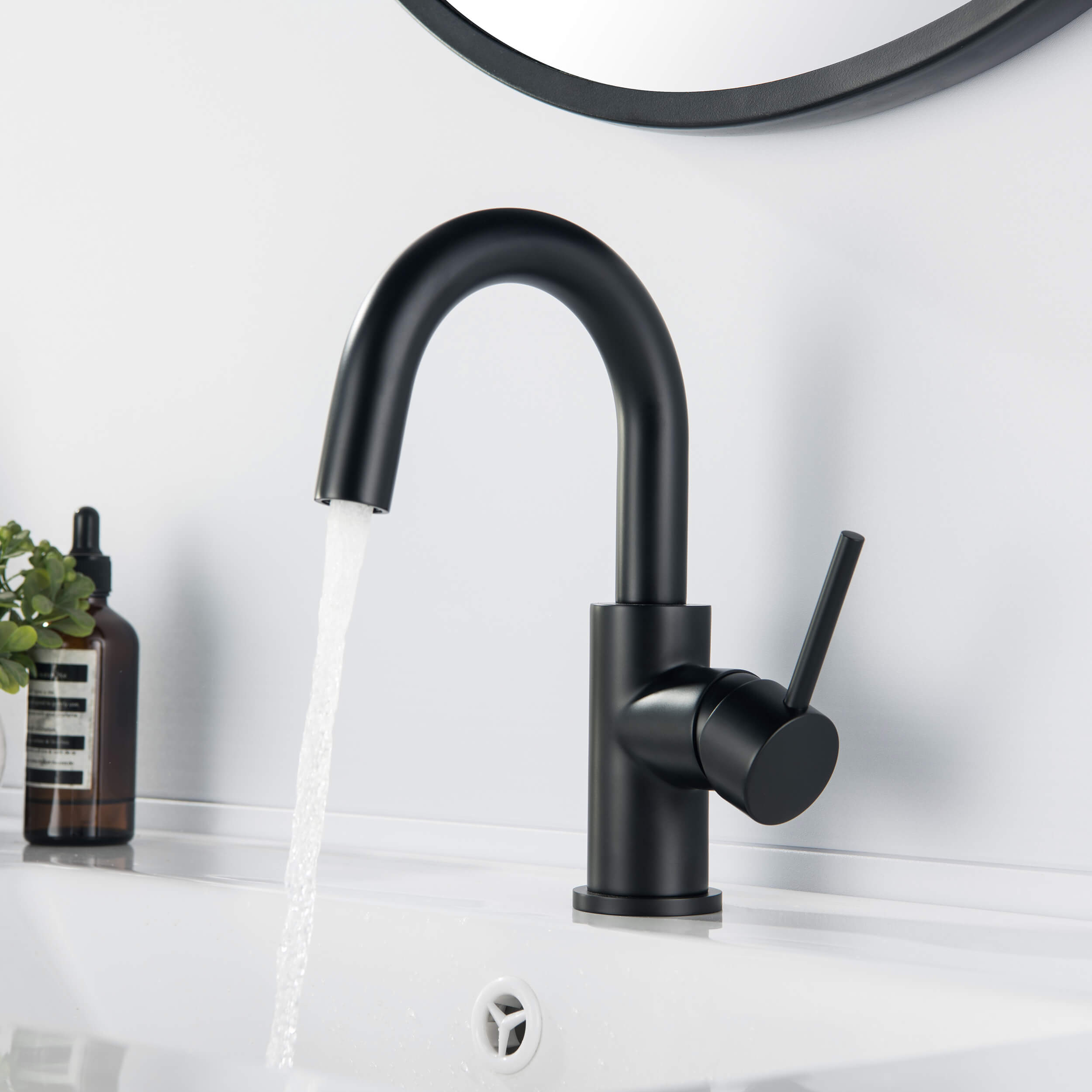 Halo Single Handle High-Arc Bathroom Sink Faucet with Pop Up Drain