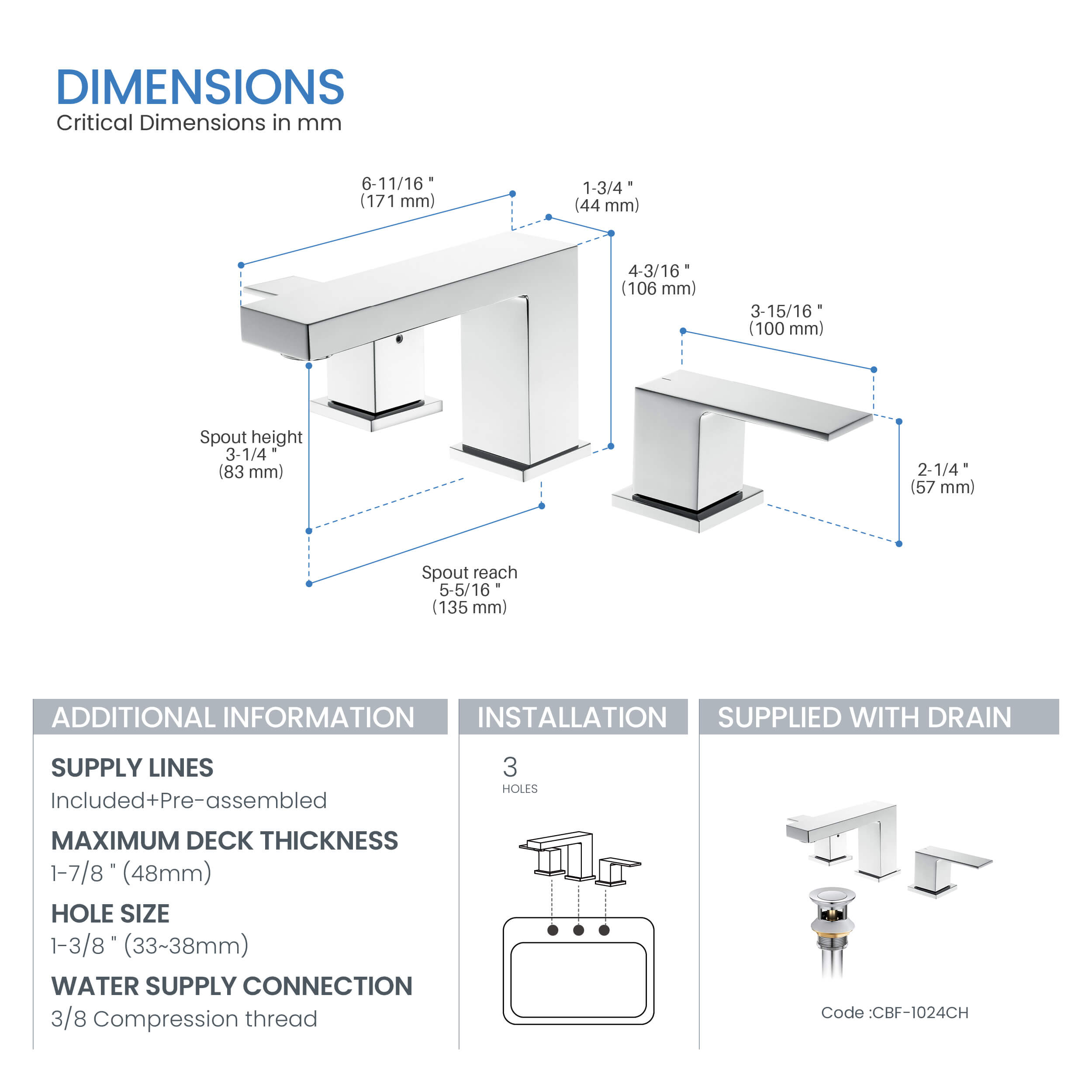 Quadra 8" Widespread Bathroom Sink Faucet with Drain Assembly