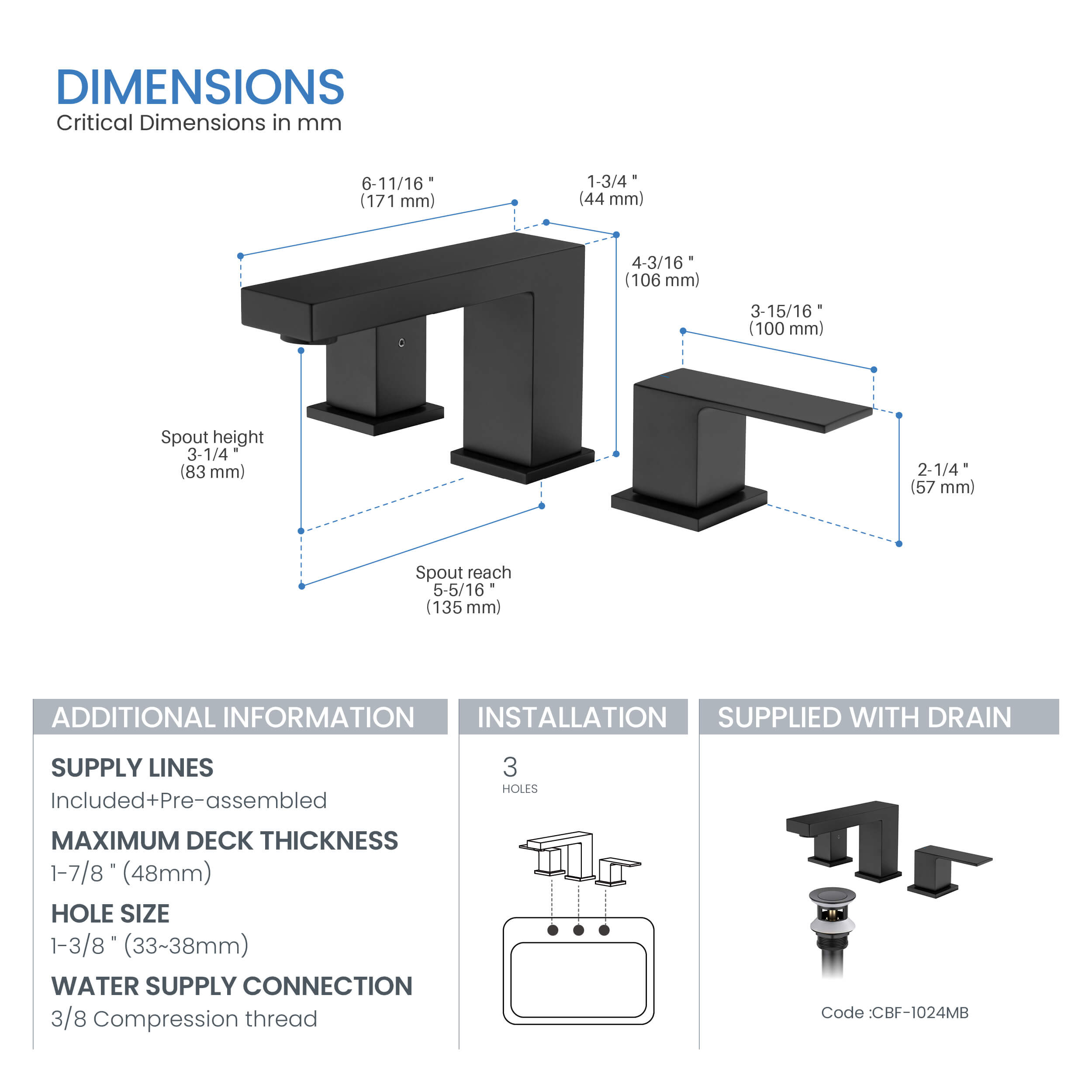 Quadra 8" Widespread Bathroom Sink Faucet with Drain Assembly