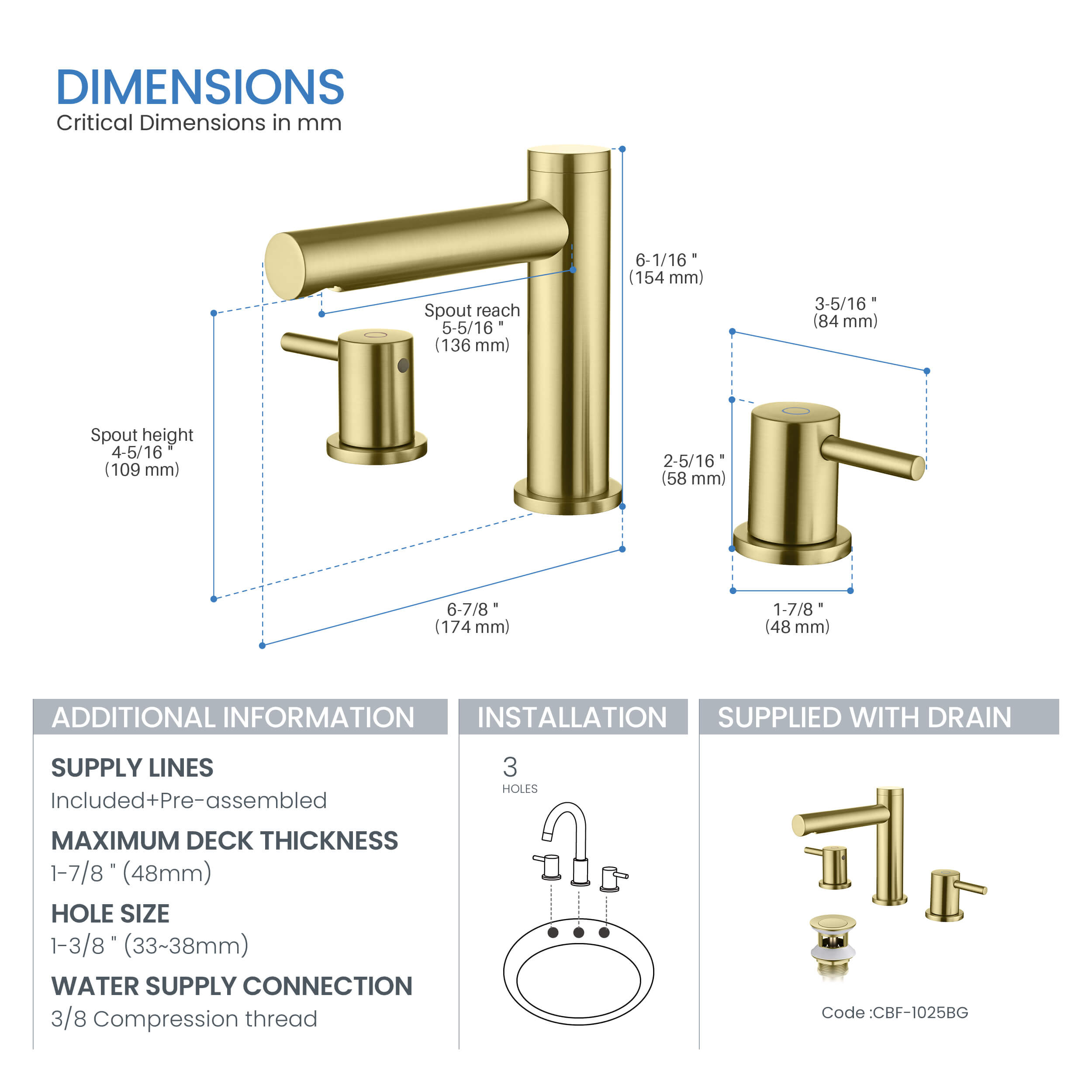 Halo 8" Widespread Bathroom Sink Faucet with Drain Assembly