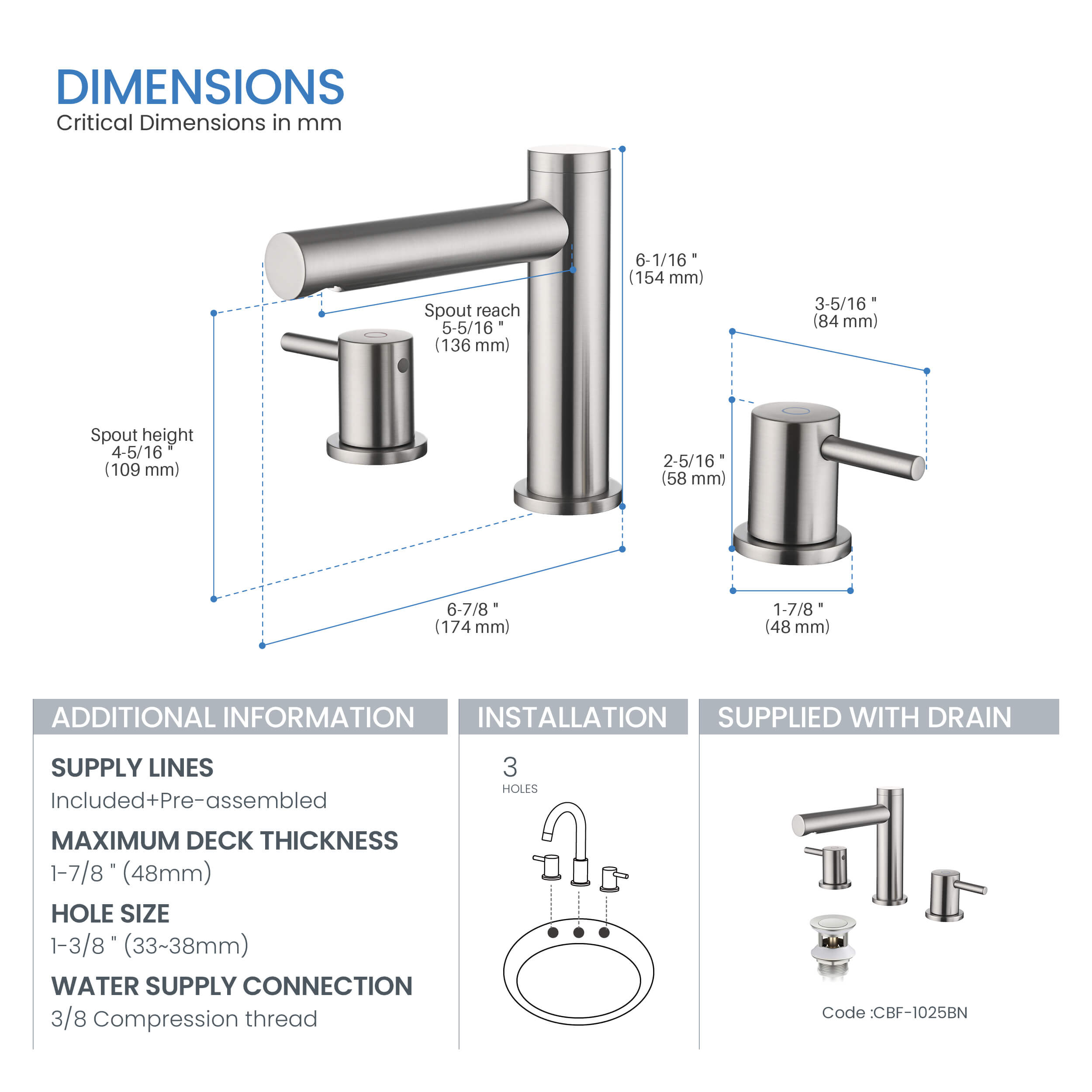 Halo 8" Widespread Bathroom Sink Faucet with Drain Assembly