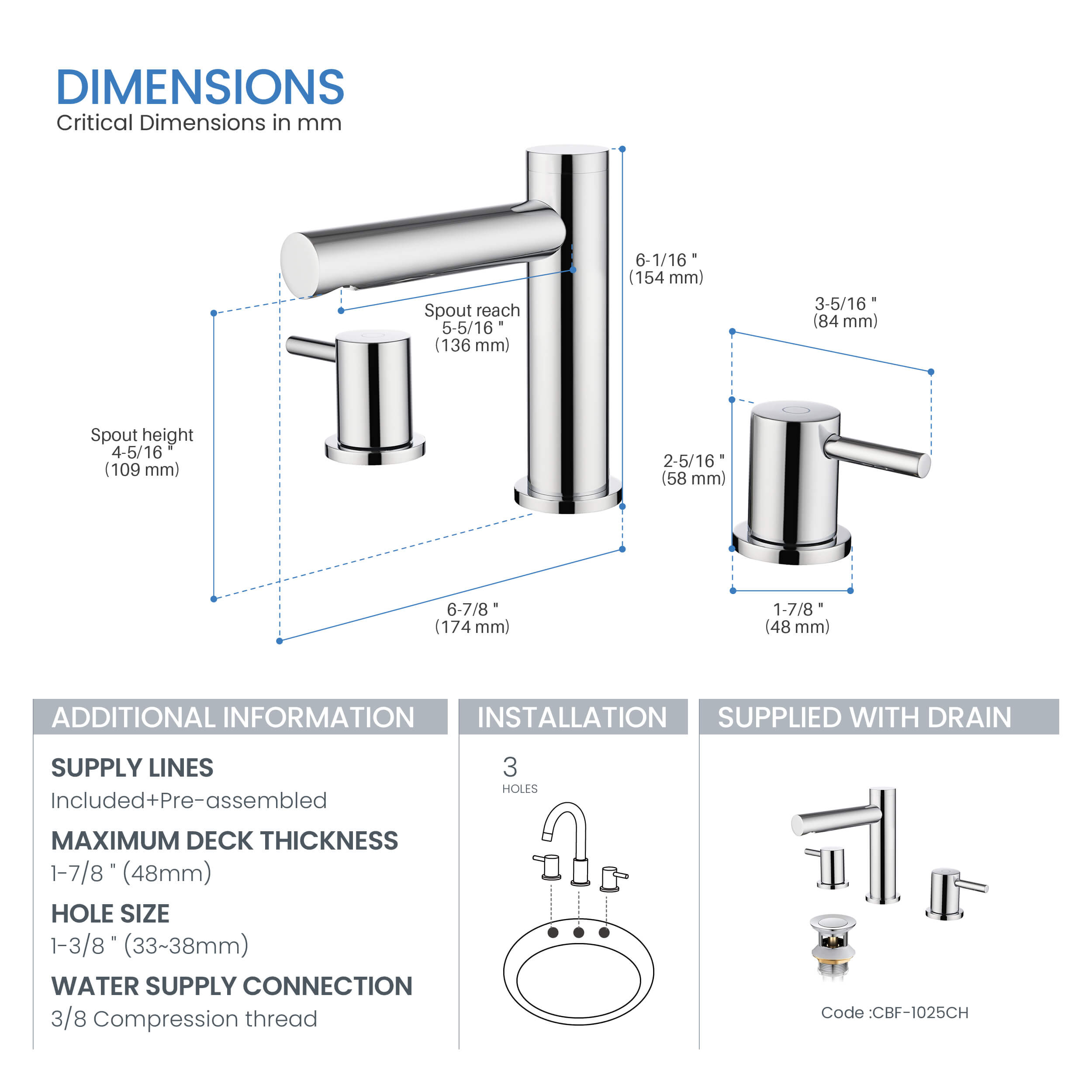 Halo 8" Widespread Bathroom Sink Faucet with Drain Assembly
