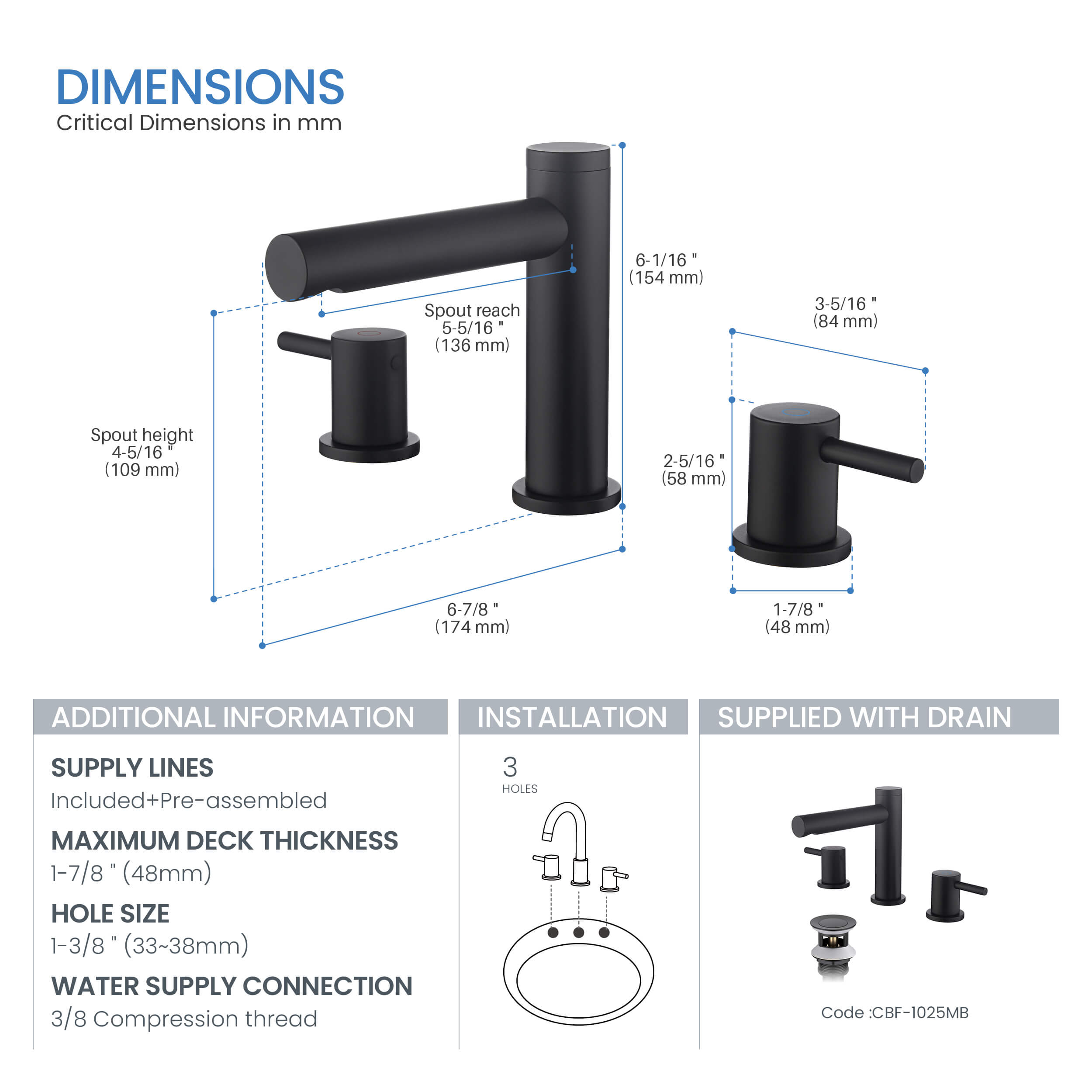 Halo 8" Widespread Bathroom Sink Faucet with Drain Assembly