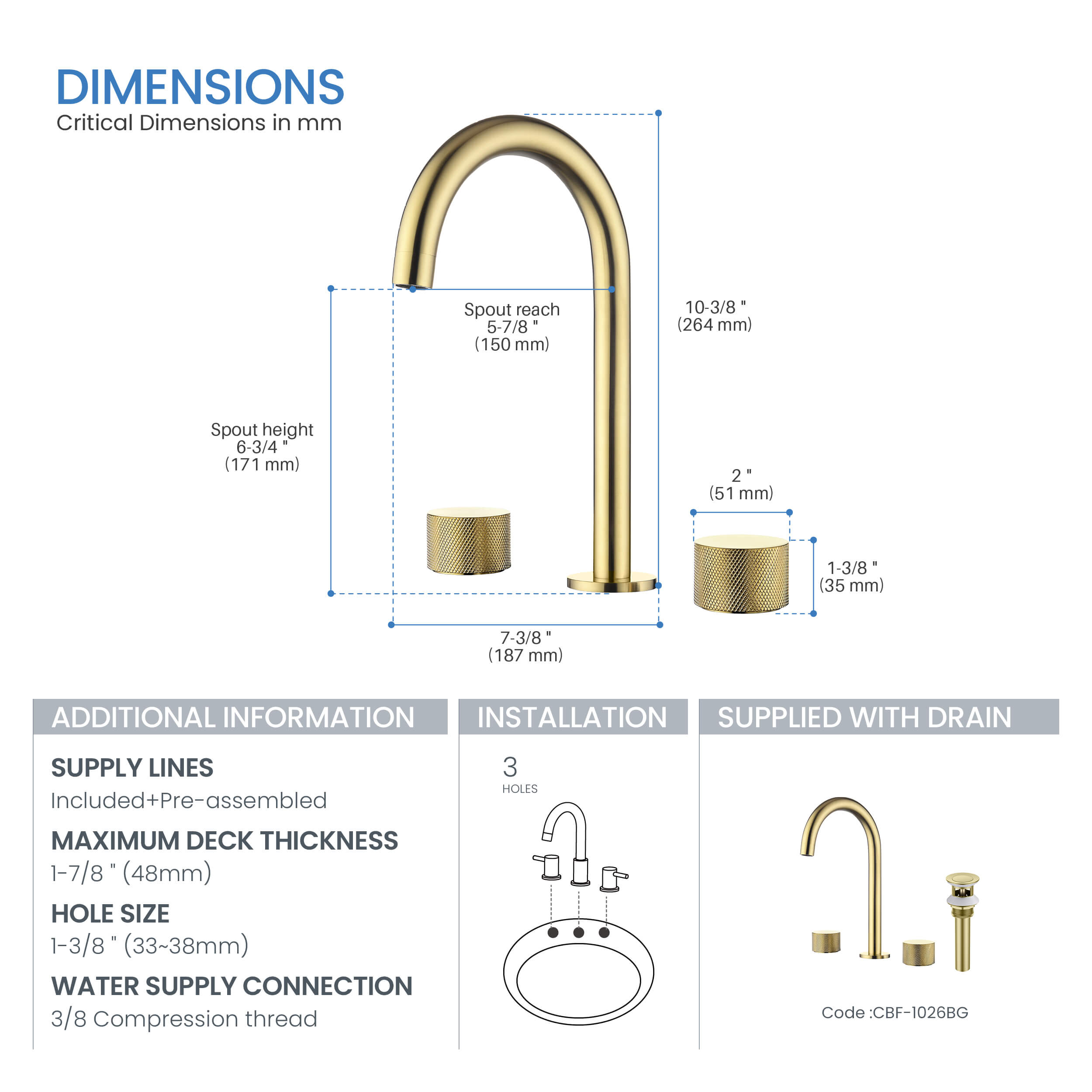 Verona 8" Widespread Bathroom Sink Faucet with Drain Assembly