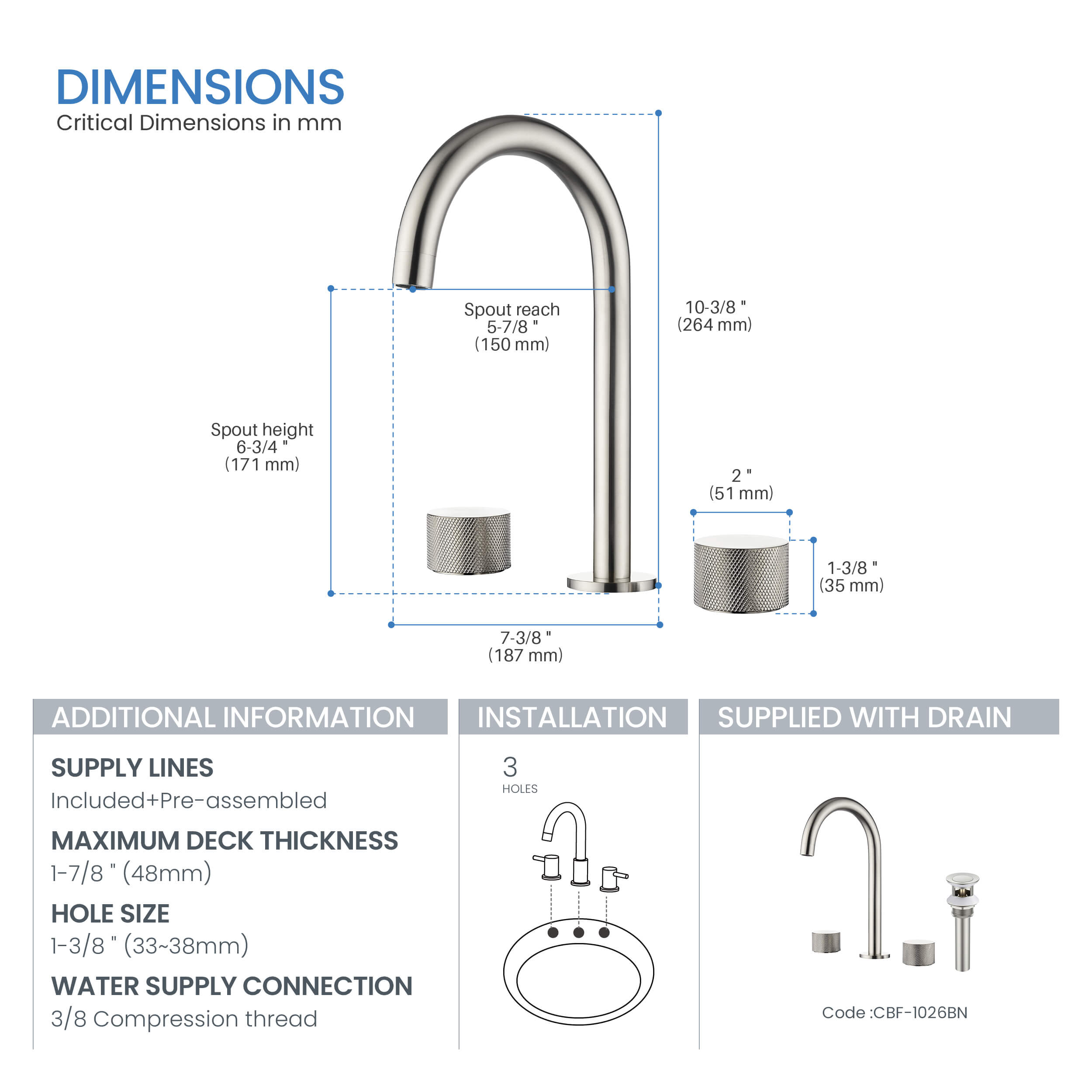 Verona 8" Widespread Bathroom Sink Faucet with Drain Assembly