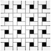 CC Mosaics Snow White & Black Matte (12x12 Pinwheel Mosaic)