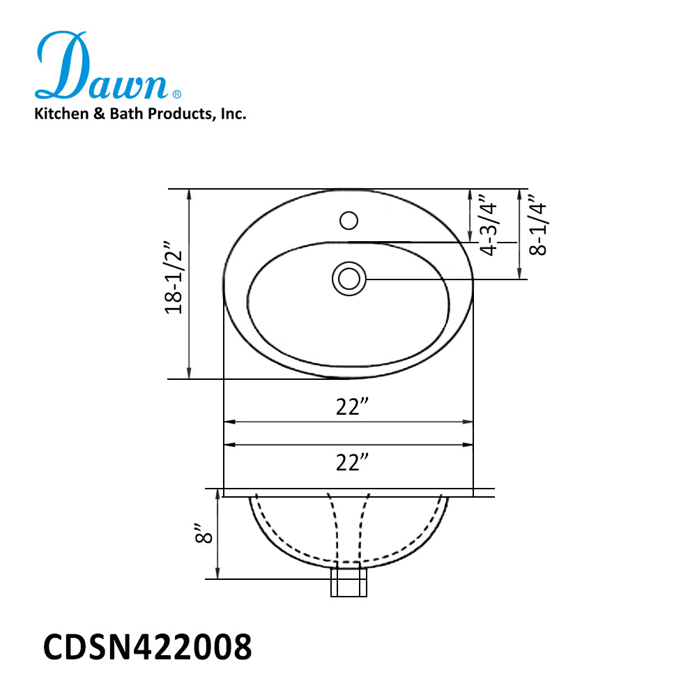 Dawn Ceramic sink top with one faucet hole CDSN422008