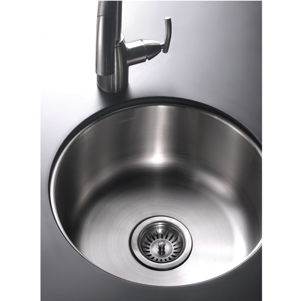 Houzer Club 18" Stainless Steel Undermount Single Round Bowl Bar Sink with Strainer