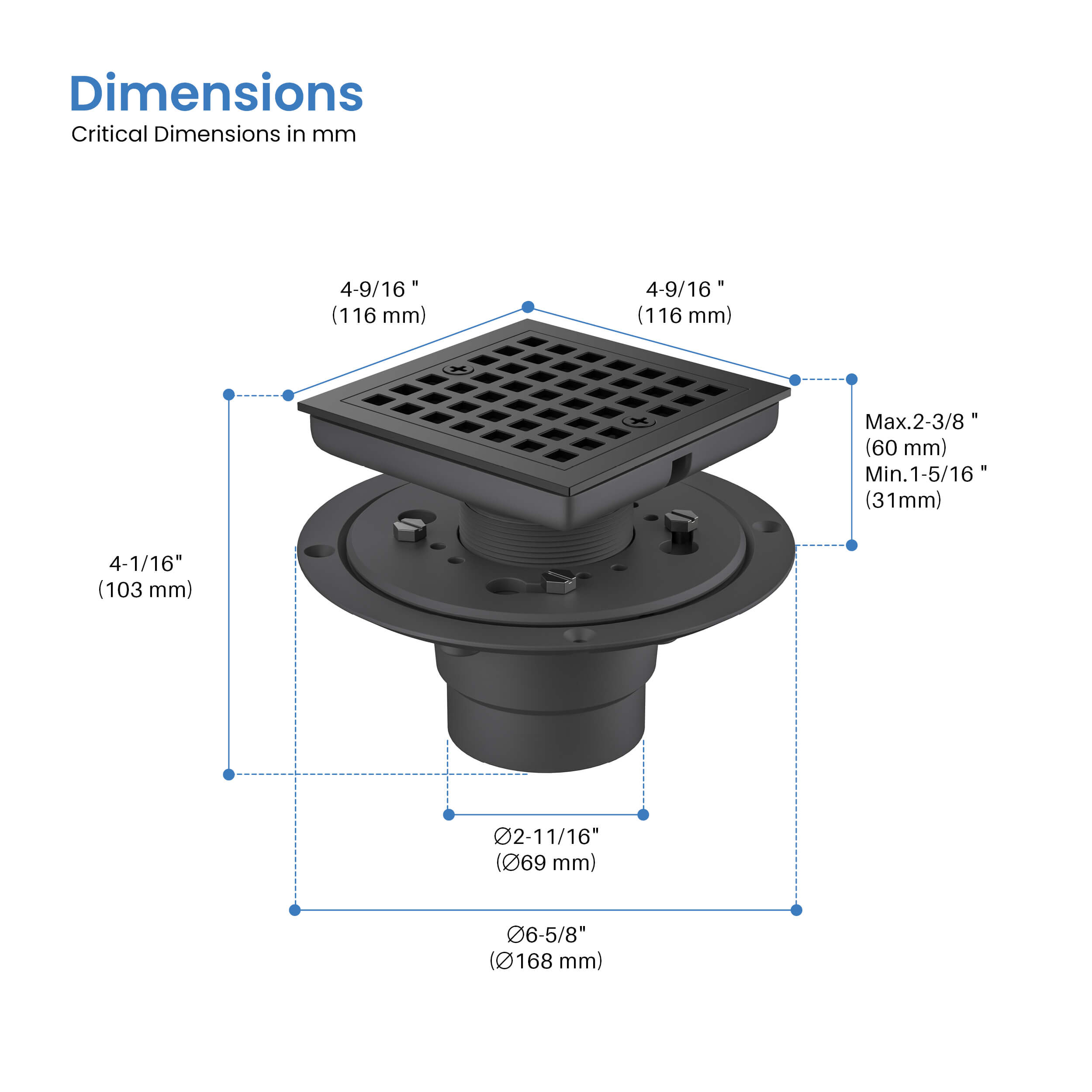 Casa 4" Tile-In Shower Drain