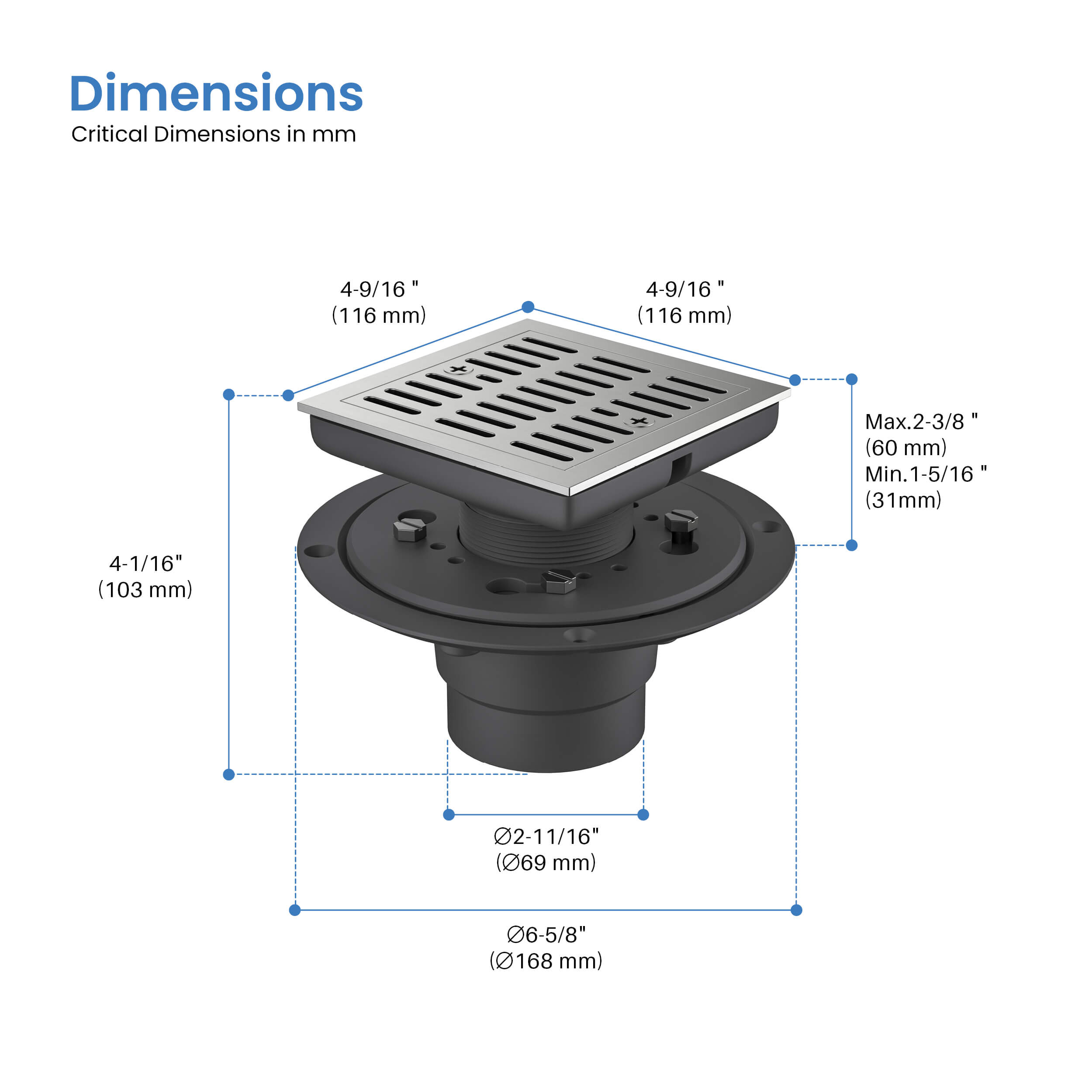 Casa 4" Tile-In Shower Drain