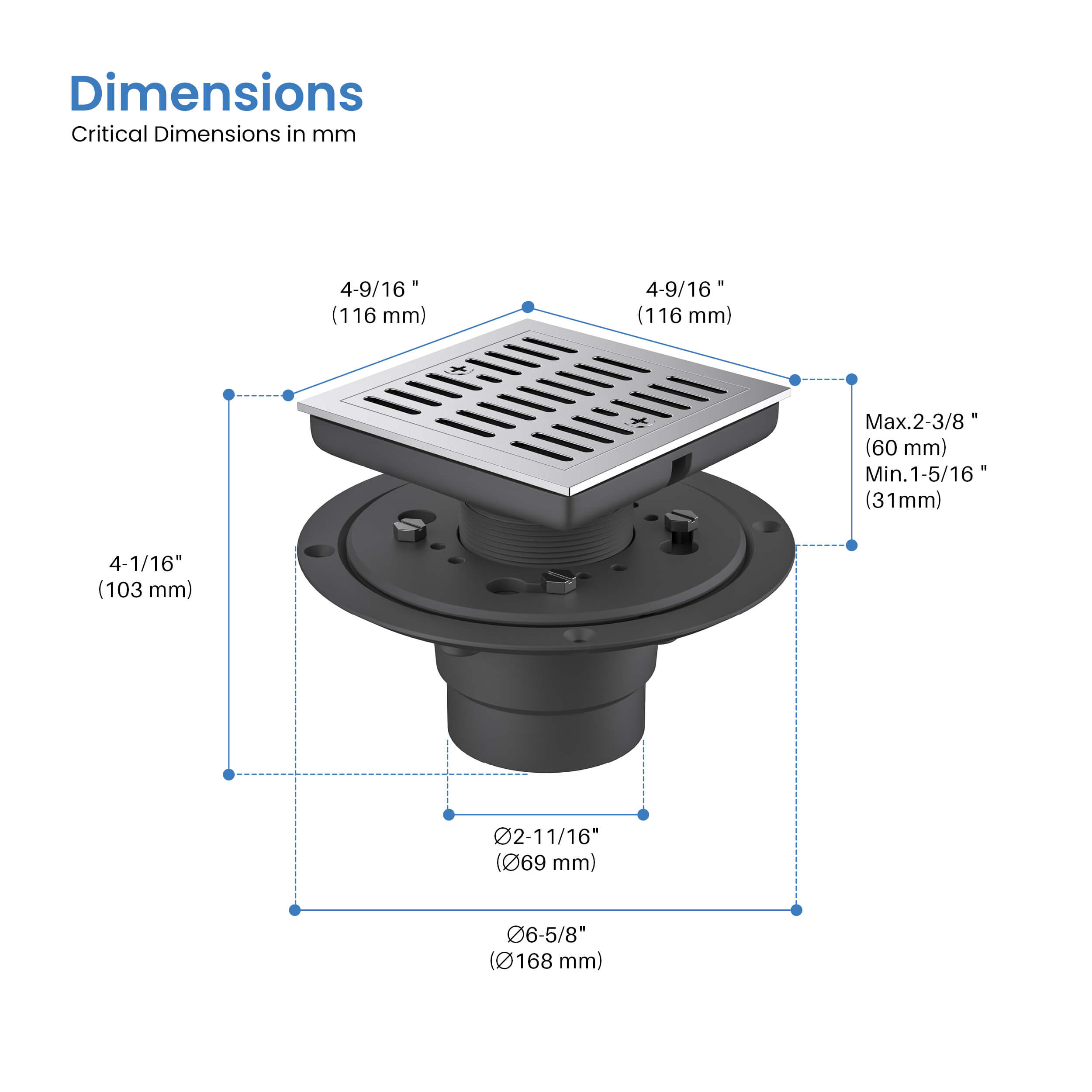 Casa 4" Tile-In Shower Drain