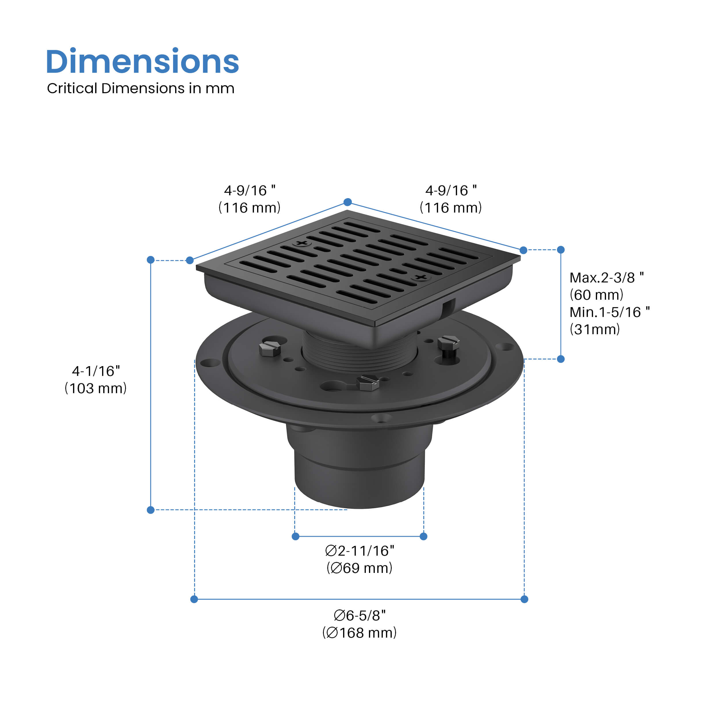 Casa 4" Tile-In Shower Drain