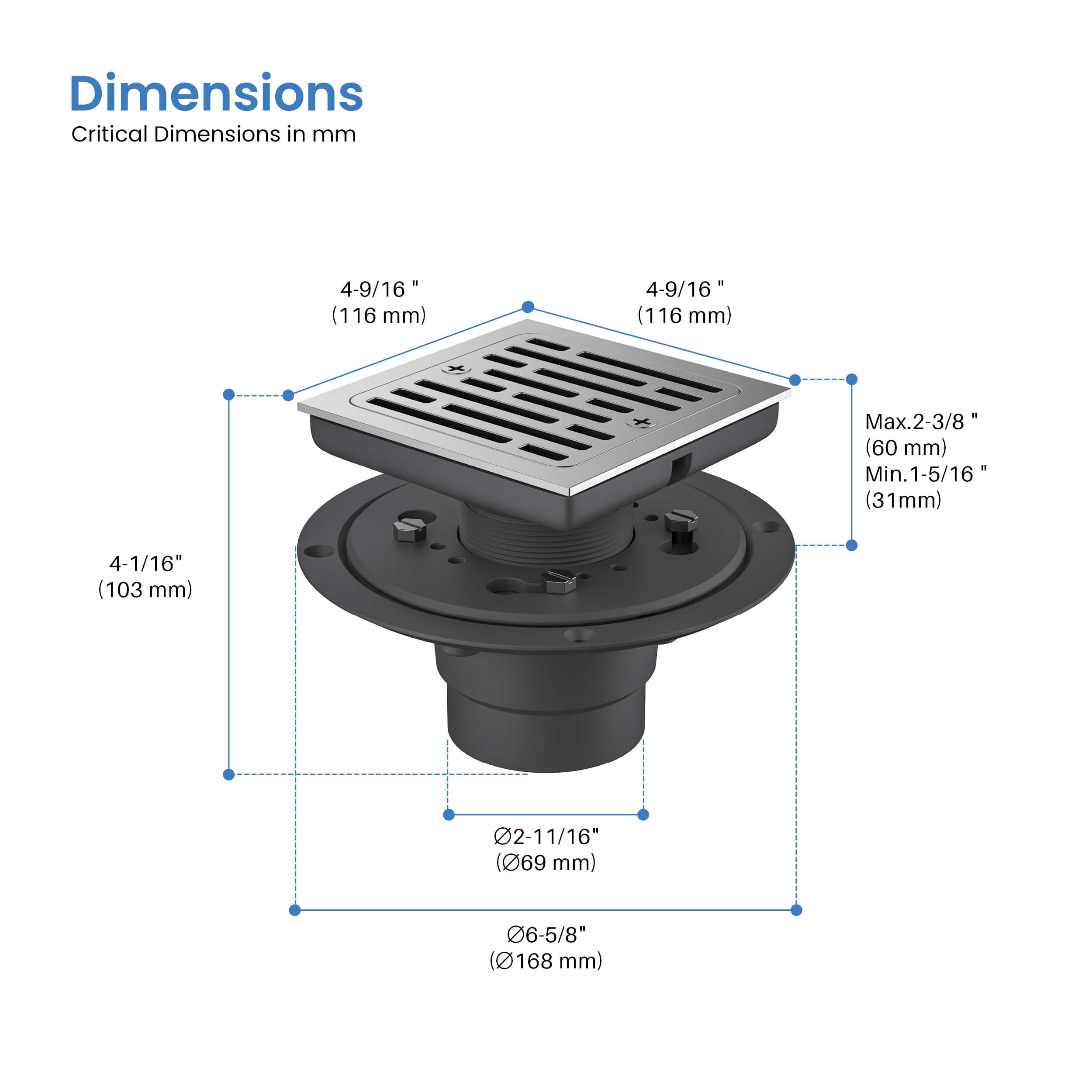 Casa 4" Tile-In Shower Drain