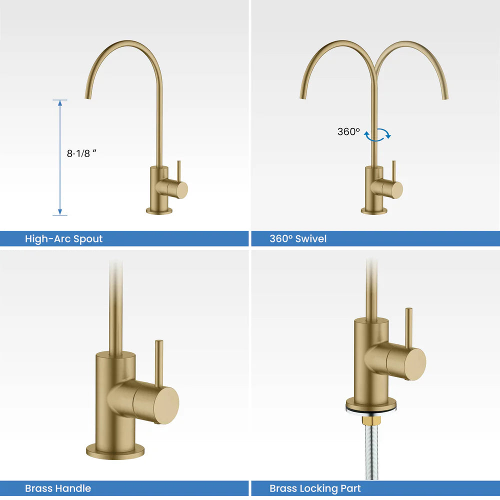 Casa Fixtures Halo Solid Brass Water Filtration Faucet – CFF‑501 Series for RO & Under-Sink Systems