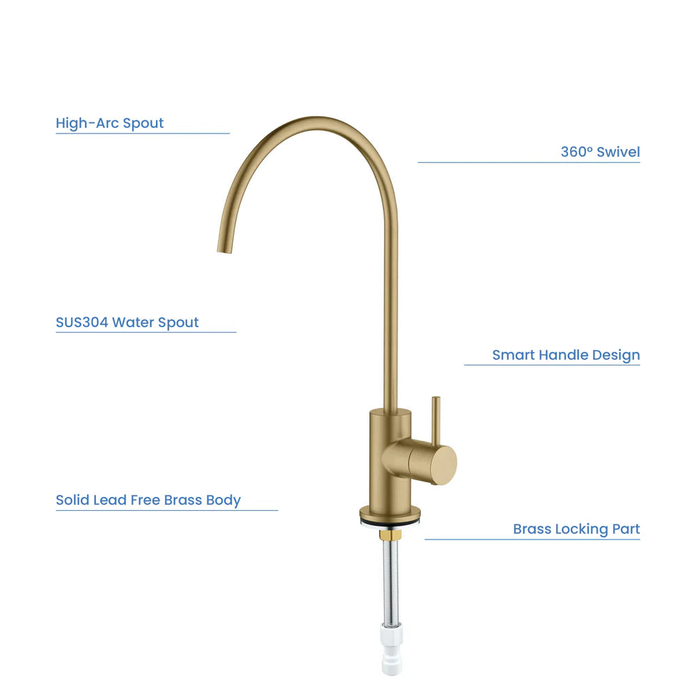 Casa Fixtures Halo Solid Brass Water Filtration Faucet – CFF‑501 Series for RO & Under-Sink Systems