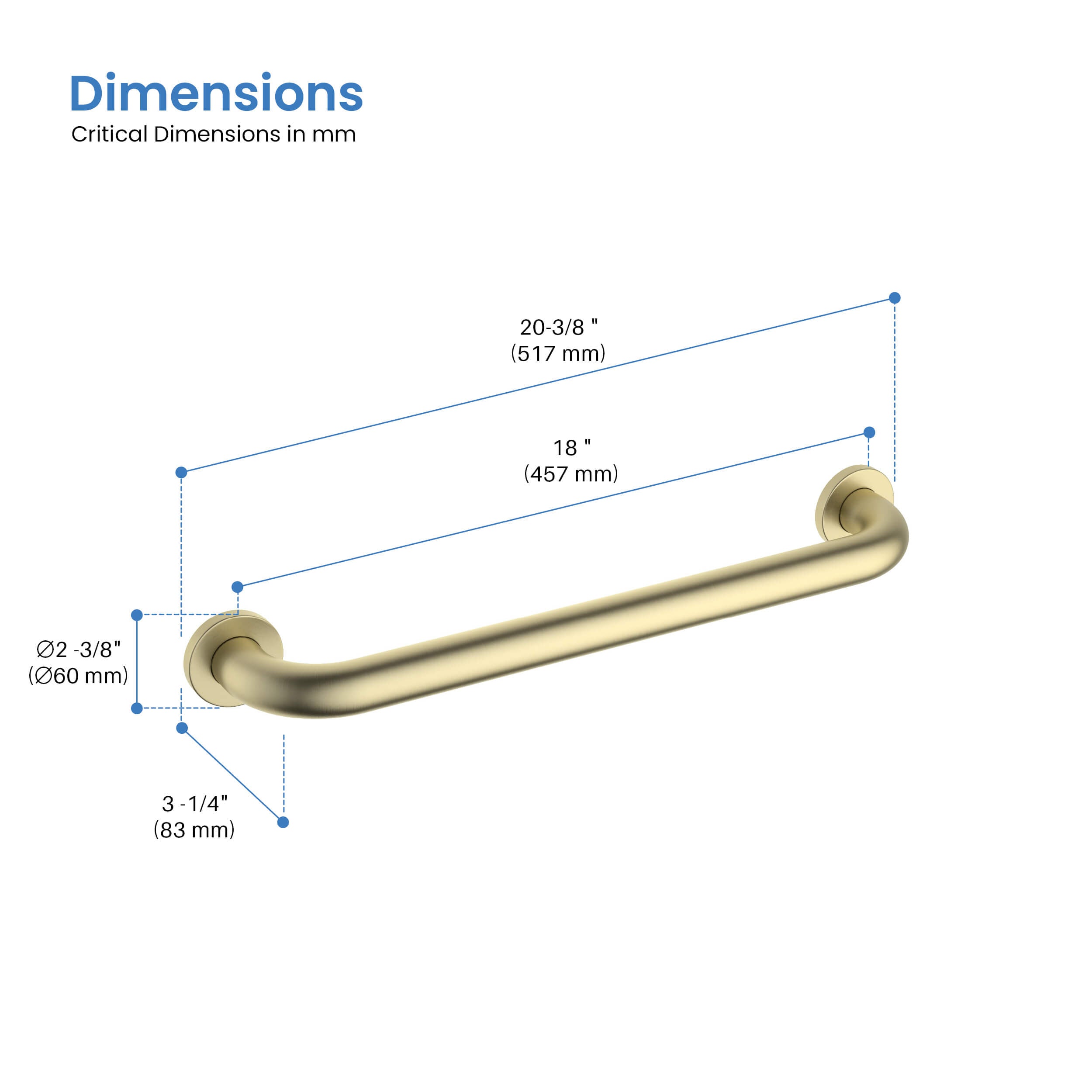 Halo 18" Stainless Steel Bathroom Safety Grab Bar