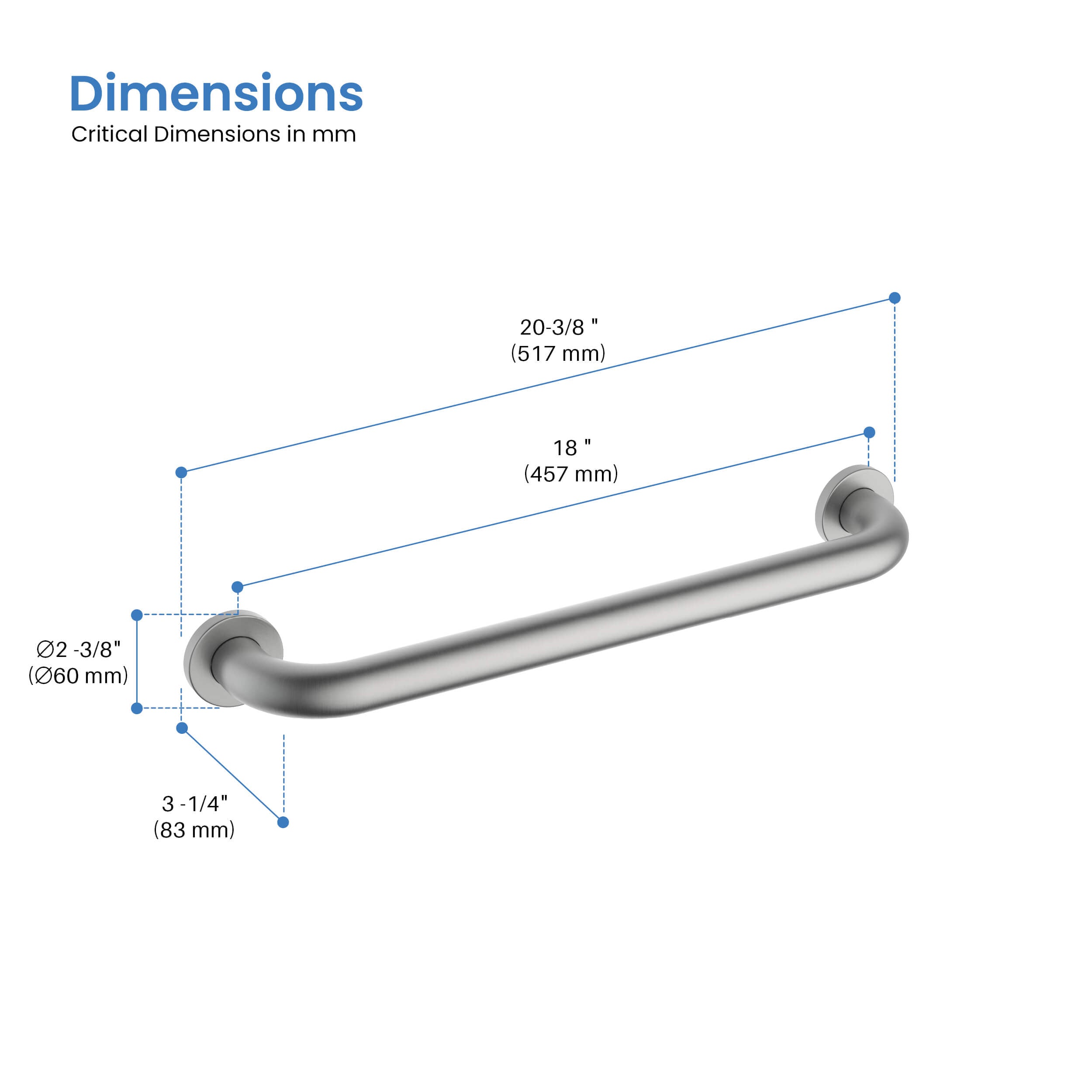 Halo 18" Stainless Steel Bathroom Safety Grab Bar