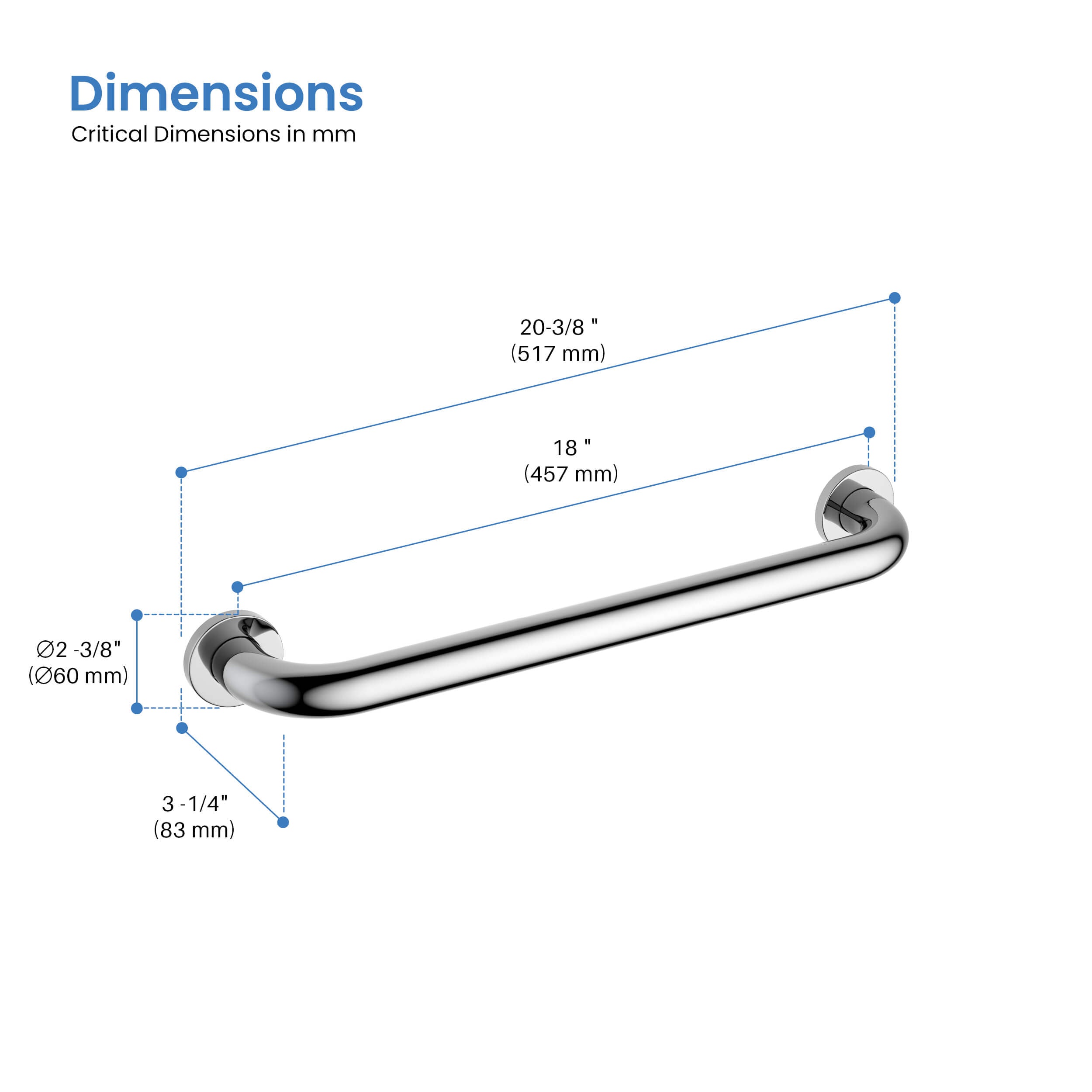 Halo 18" Stainless Steel Bathroom Safety Grab Bar