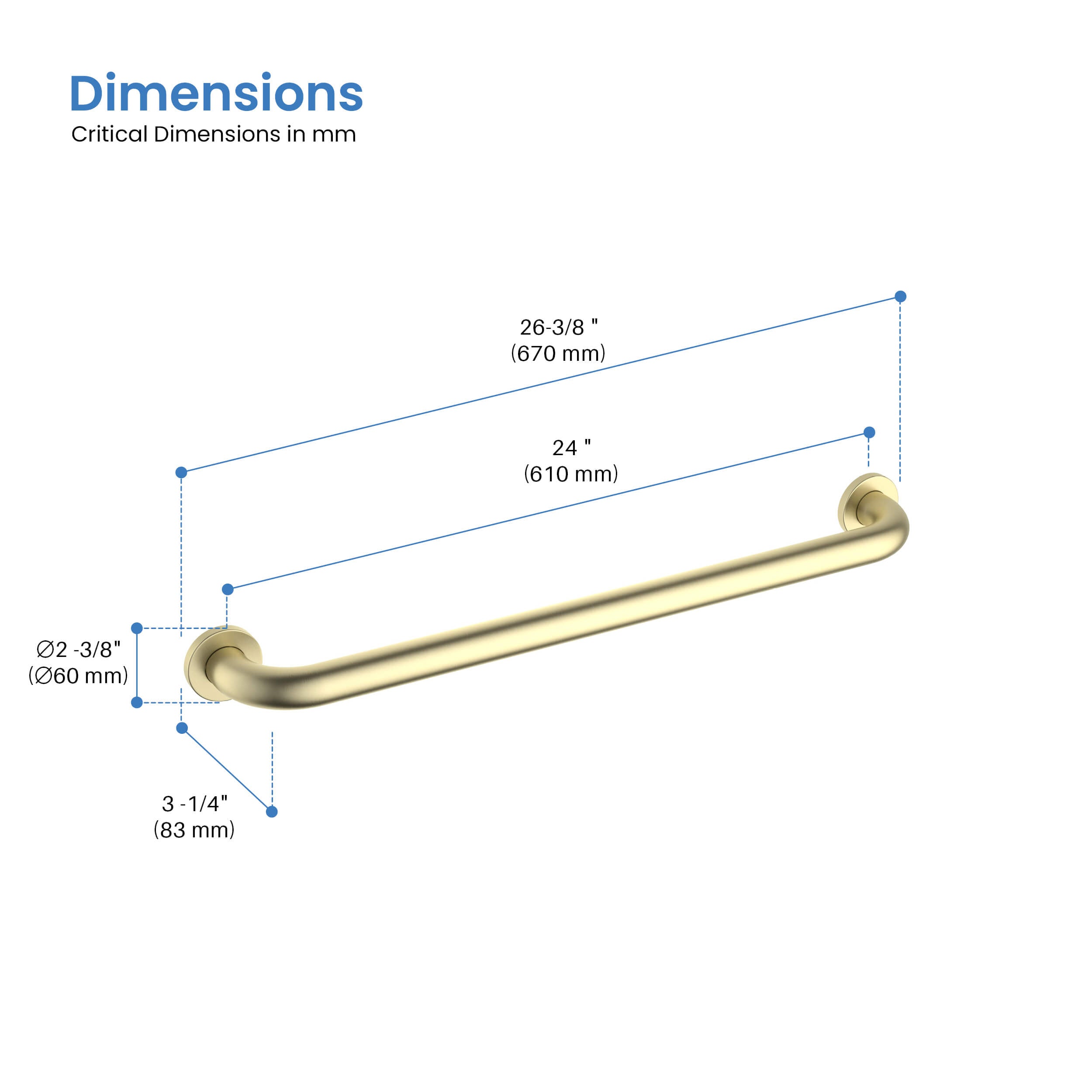 Halo 24" Stainless Steel Bathroom Safety Grab Bar