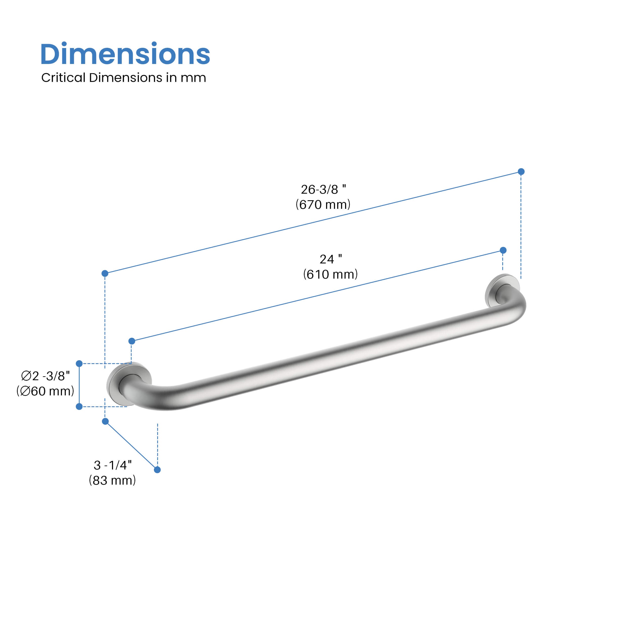 Halo 24" Stainless Steel Bathroom Safety Grab Bar