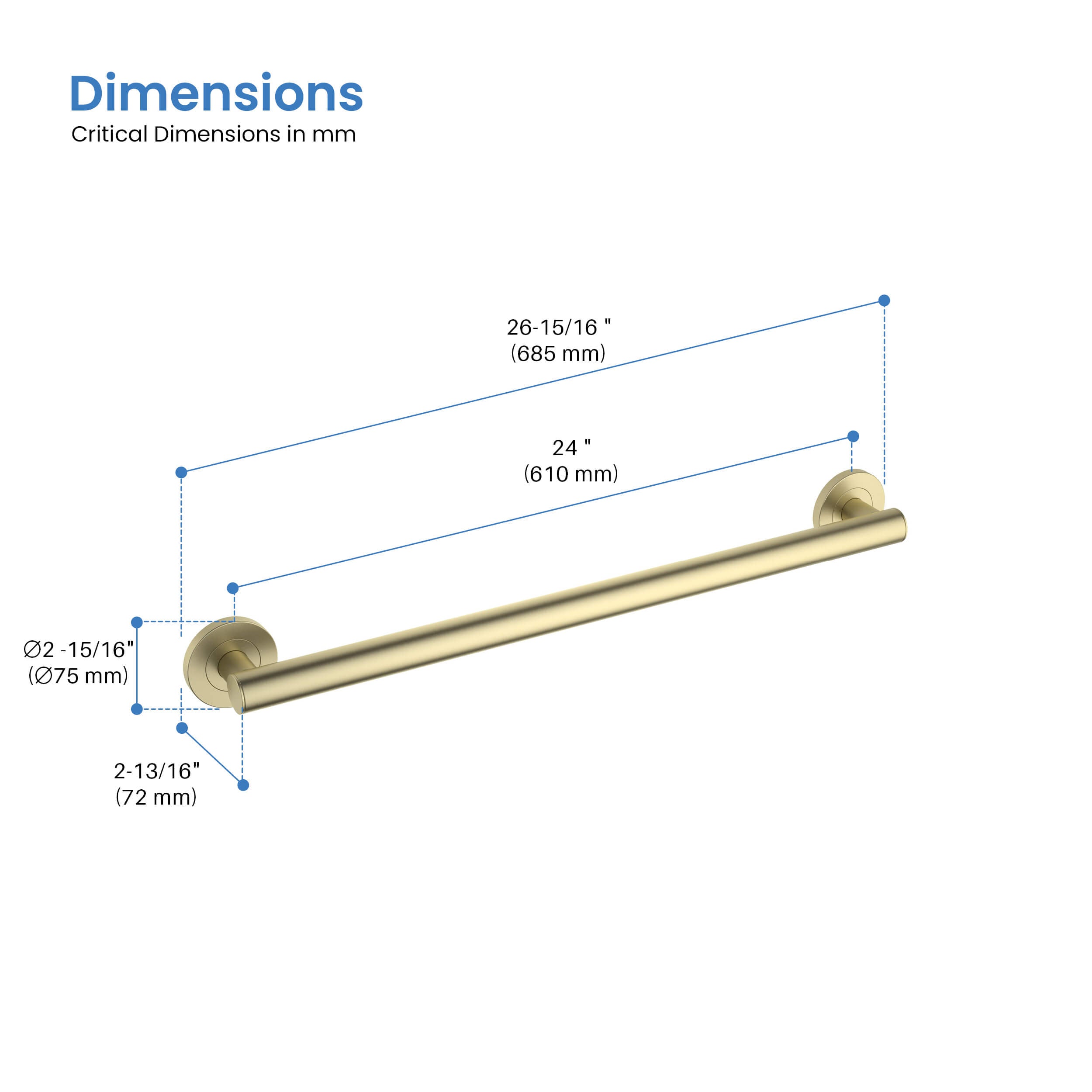 Casa 24" Stainless Steel Bathroom Safety Grab Bar