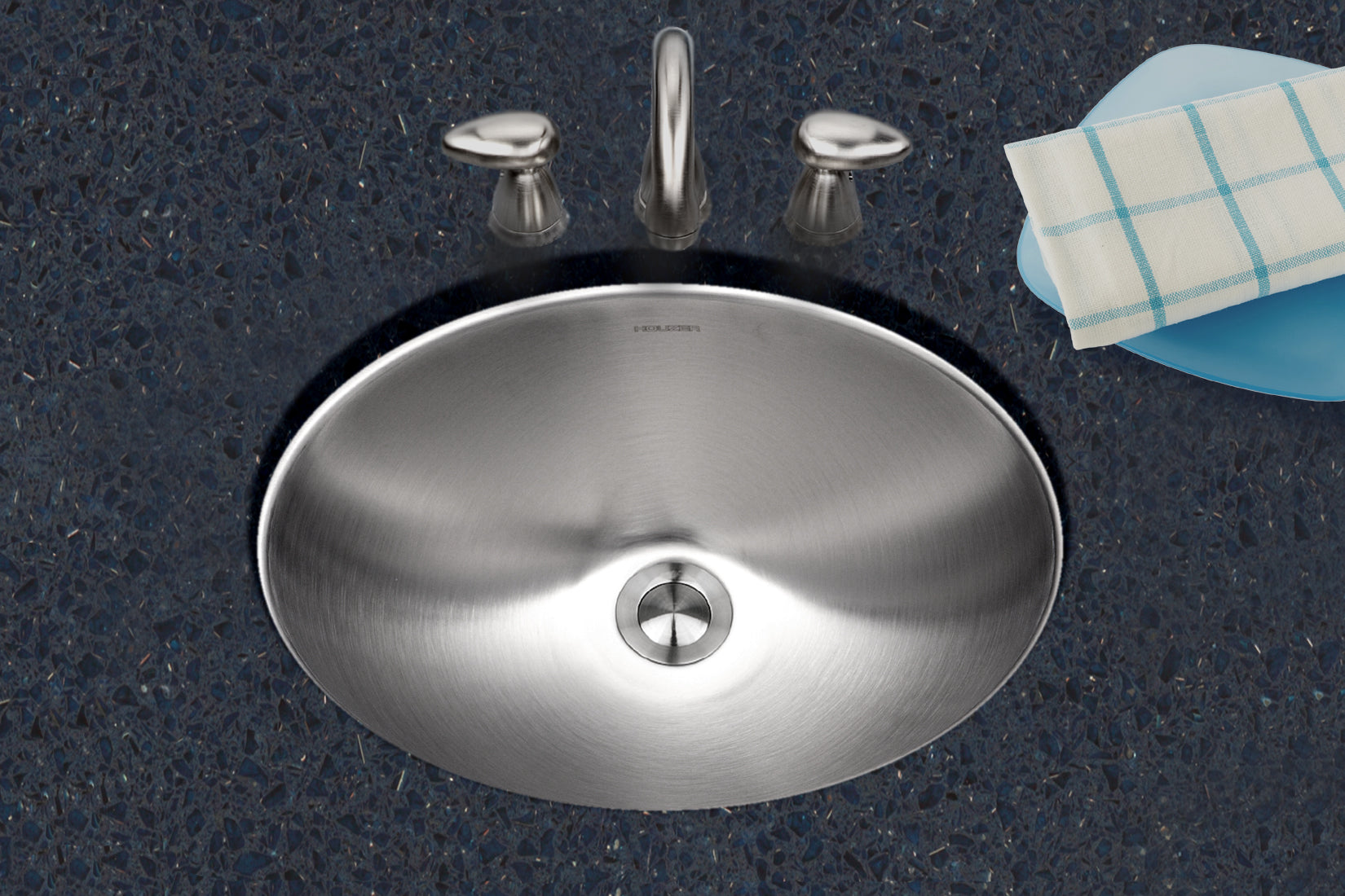 Houzer Opus 18" Stainless Steel Undermount Oval Bowl Bathroom Sink