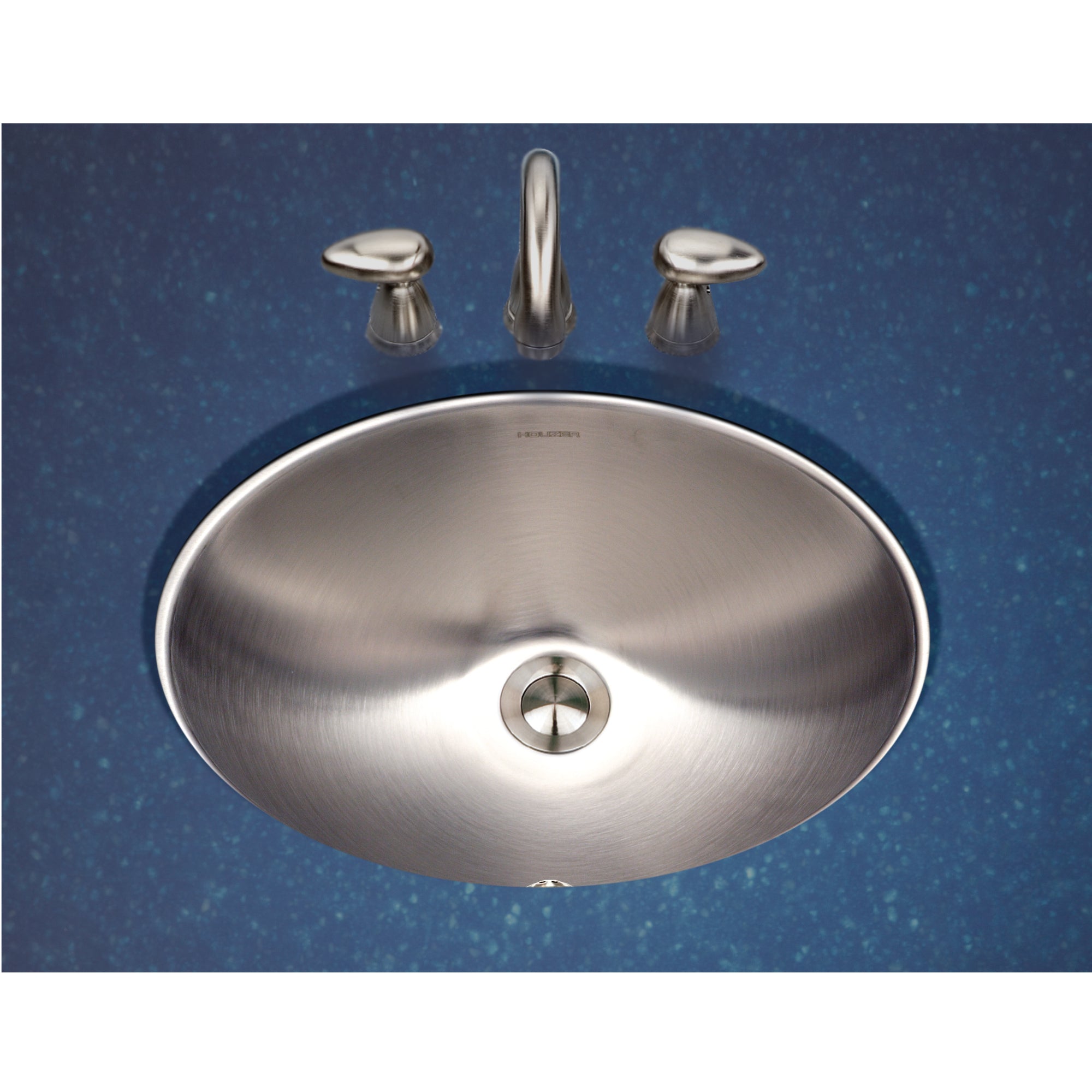 Houzer Opus 18" Stainless Steel Undermount Oval Bowl Bathroom Sink with Overflow Assembly
