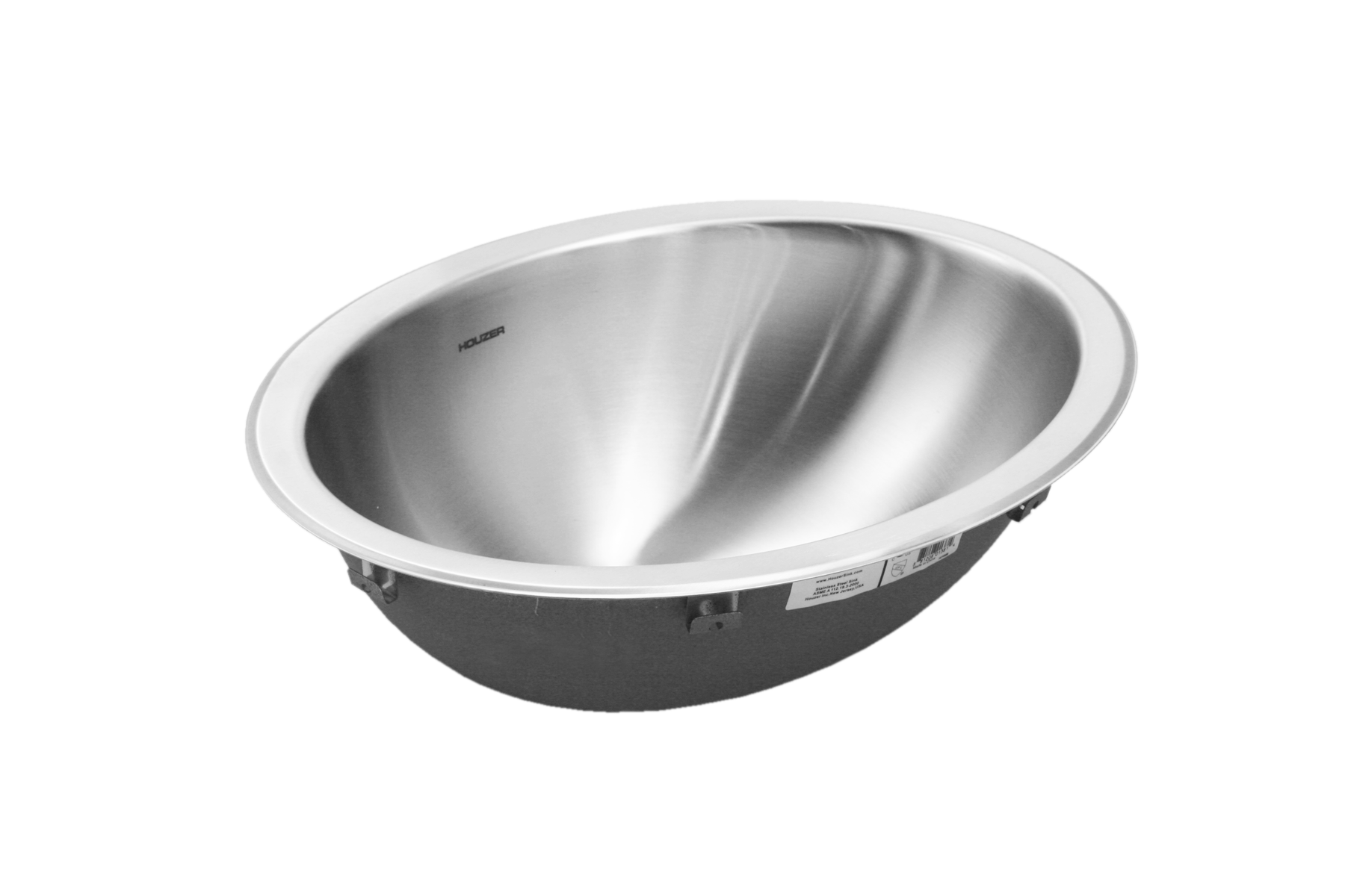 Houzer Opus 18" Stainless Steel Drop-in Topmount Oval Bowl Bathroom Sink with Overflow Assembly