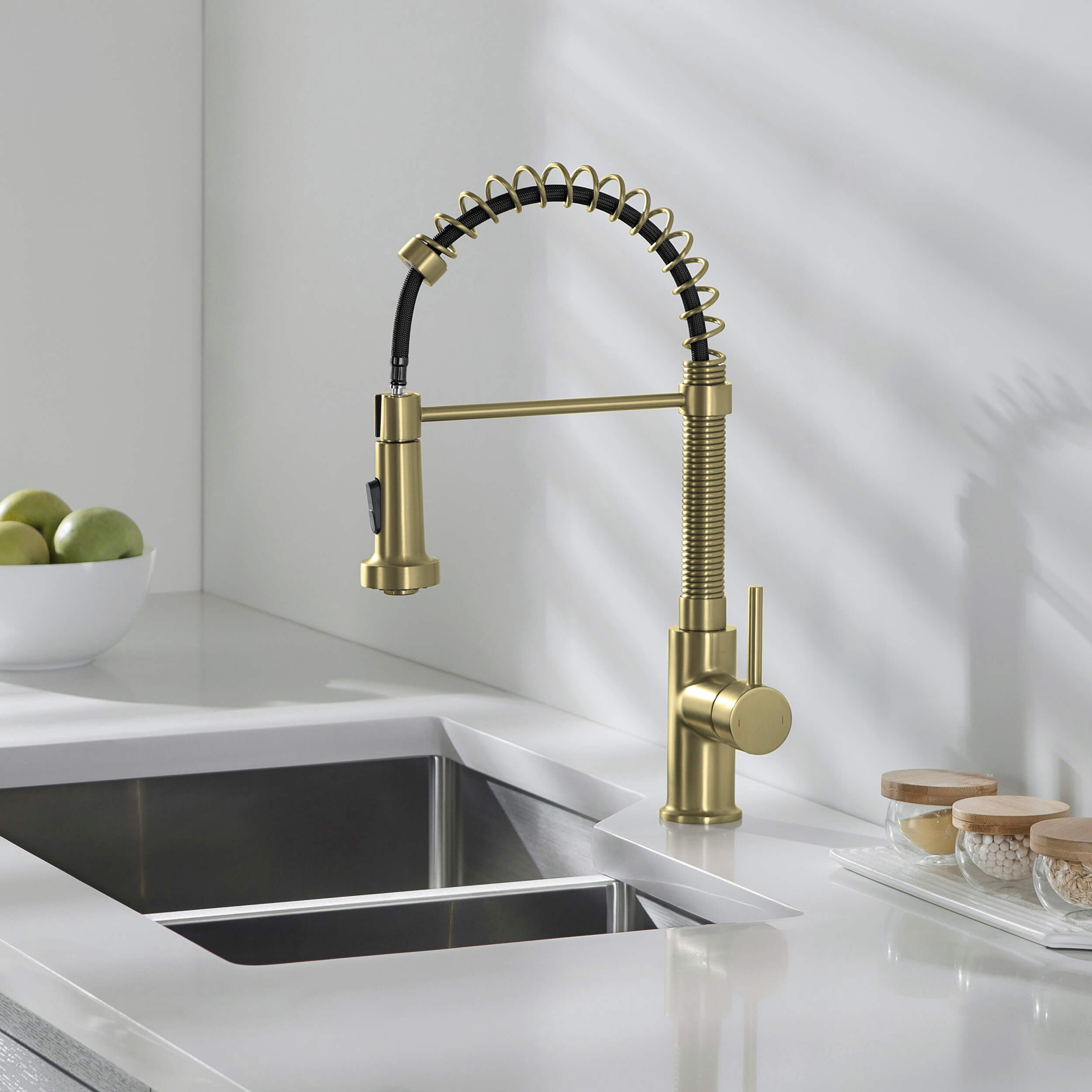 Genova Commercial Style Single Handle Pull Down Kitchen Sink Faucet