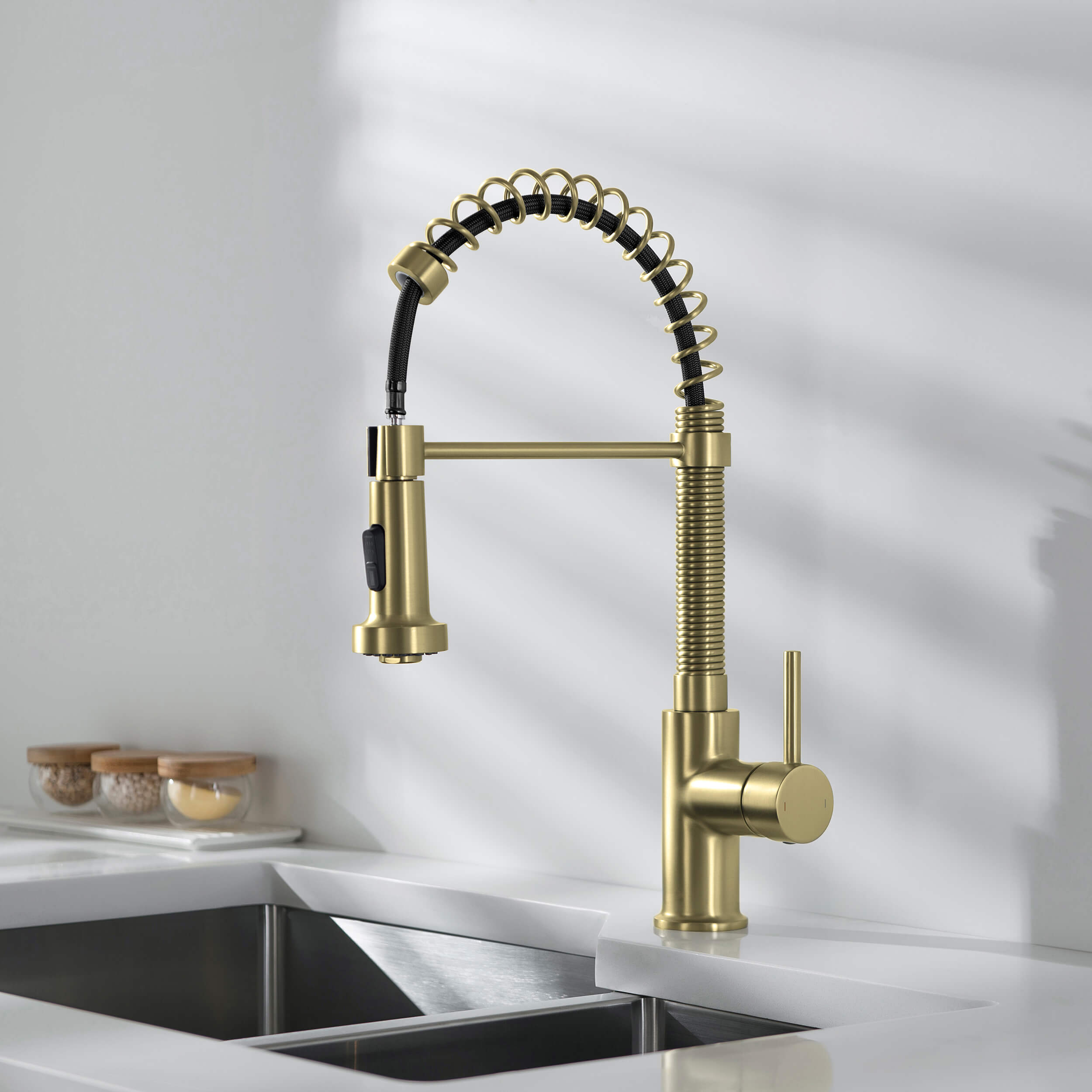 Genova Commercial Style Single Handle Pull Down Kitchen Sink Faucet