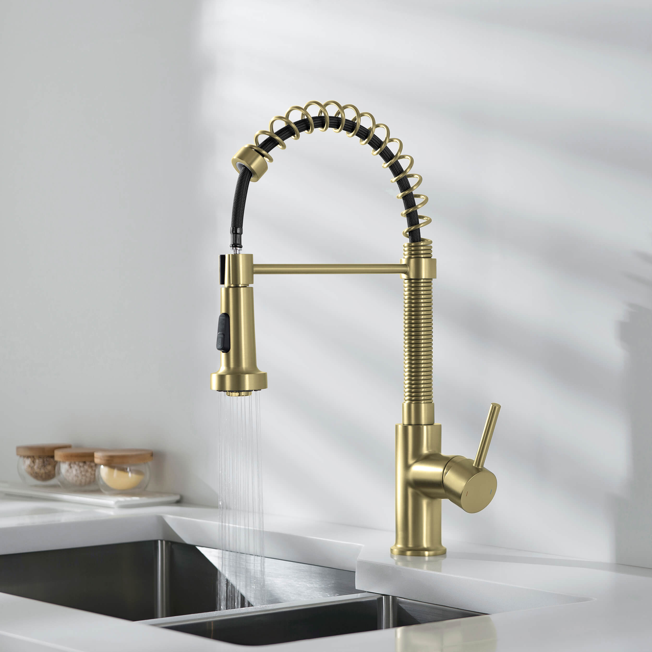 Genova Commercial Style Single Handle Pull Down Kitchen Sink Faucet